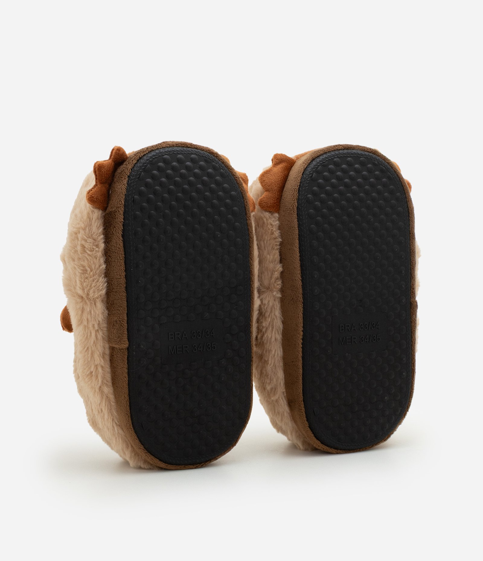 Pantufa Infantil em Fleece com Aplicação de Capivara – Tam 30 a 36 Marrom 3