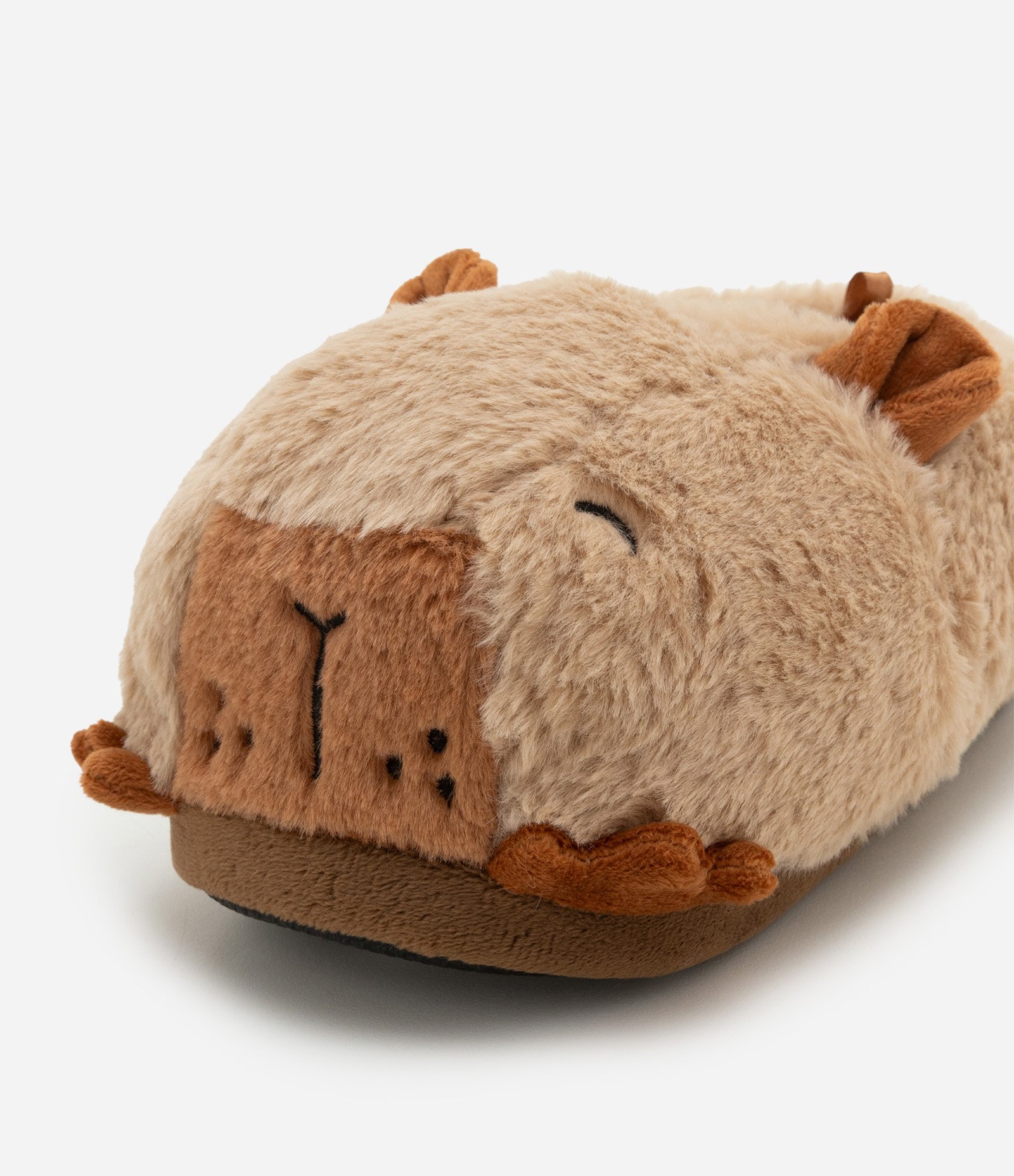 Pantufa Infantil em Fleece com Aplicação de Capivara – Tam 30 a 36 Marrom 4