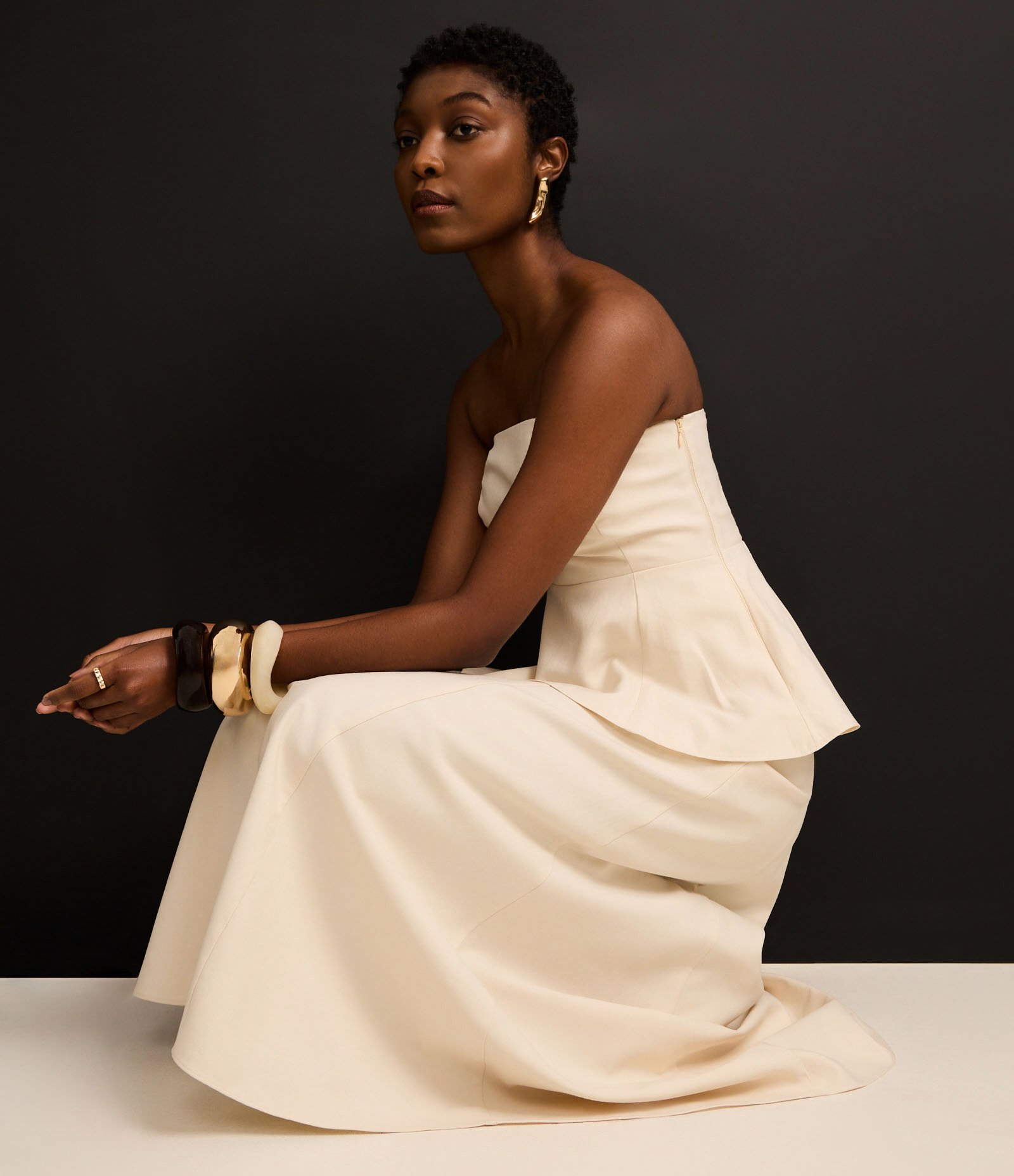 Saia Longa Evasê com Cós Largo Off White 8