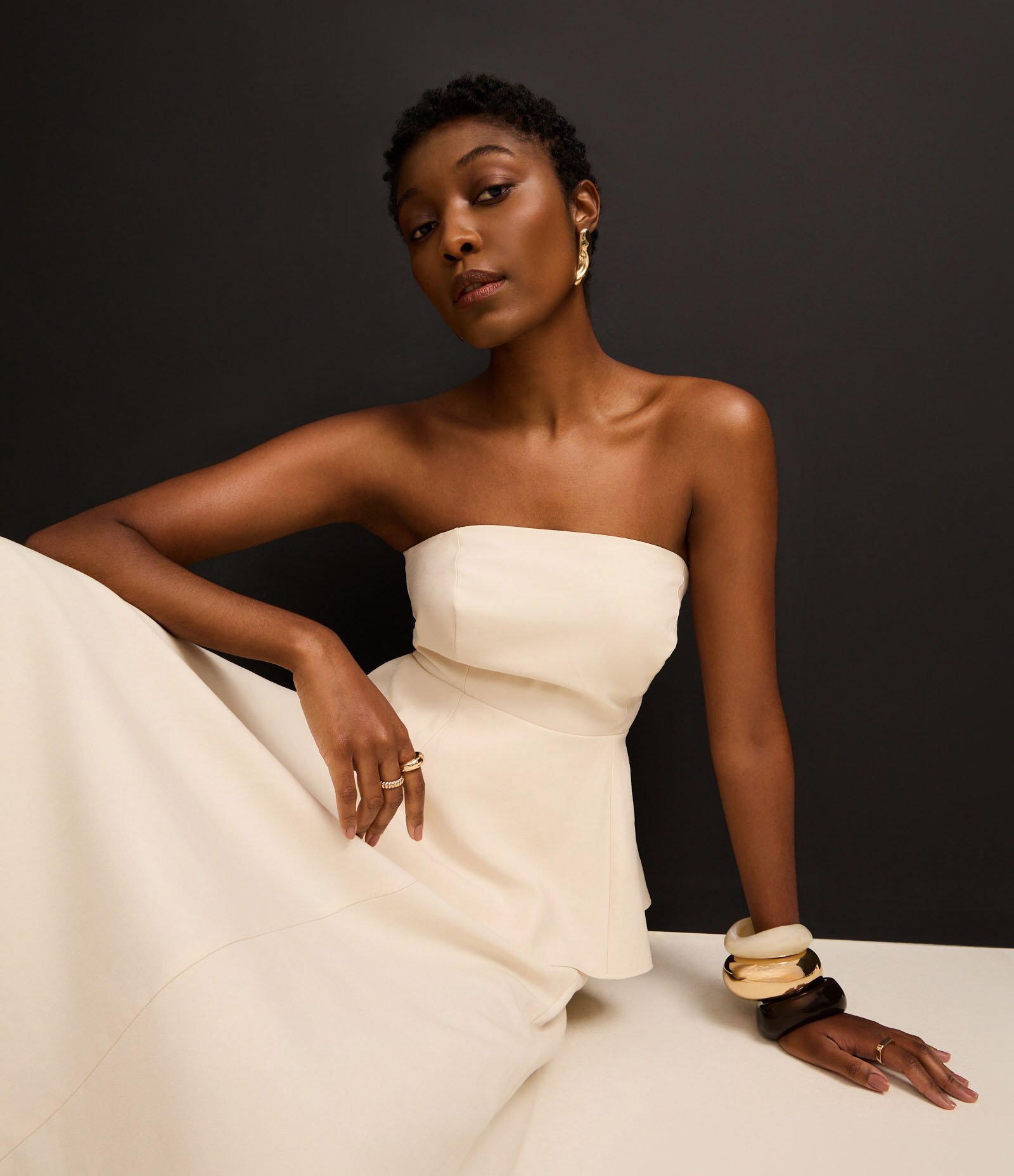 Saia Longa Evasê com Cós Largo Off White 9