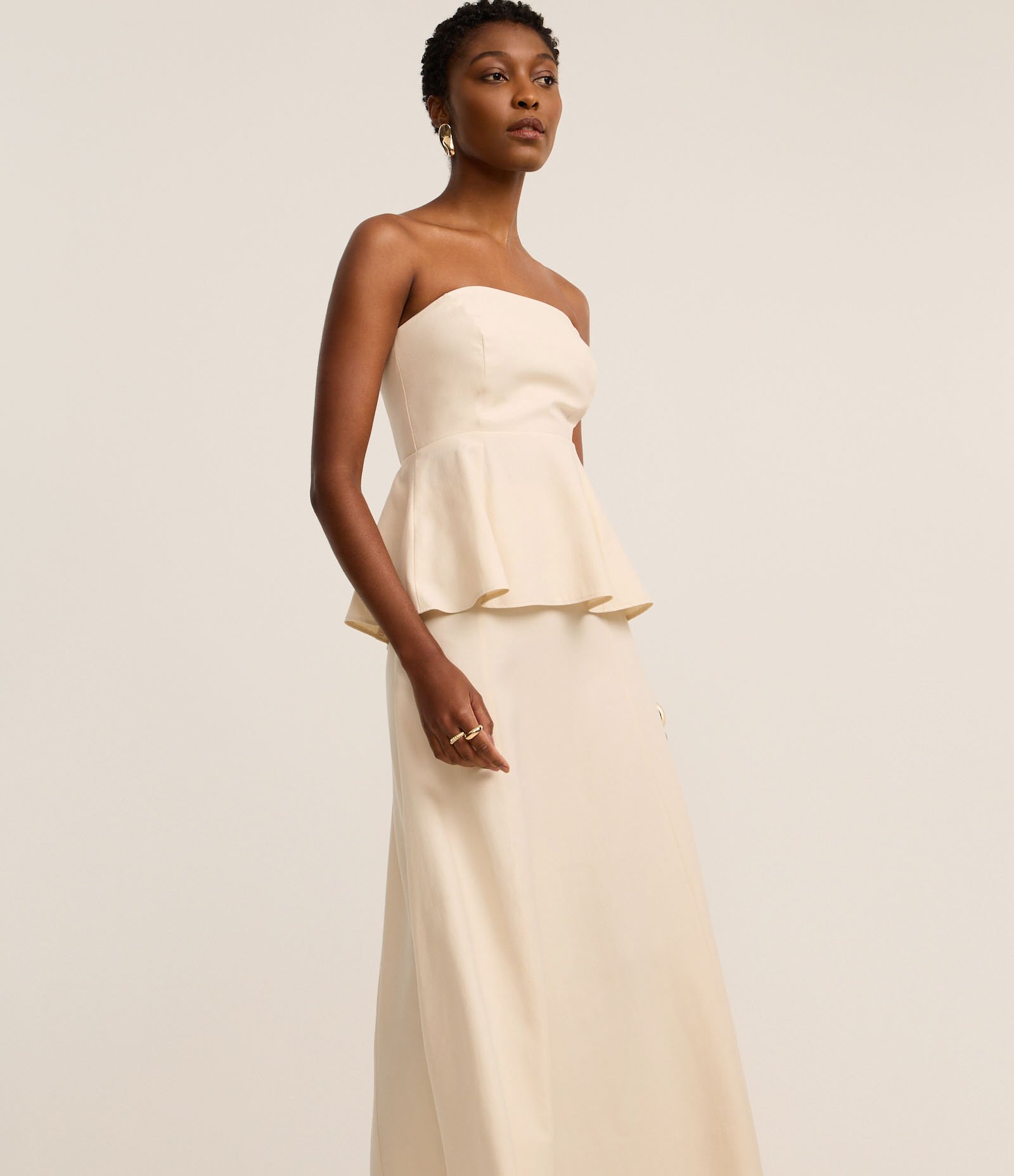 Saia Longa Evasê com Cós Largo Off White 2