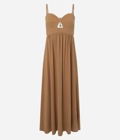 Vestido com Alça Fina com Detalhe Cut Out Abaixo do Busto