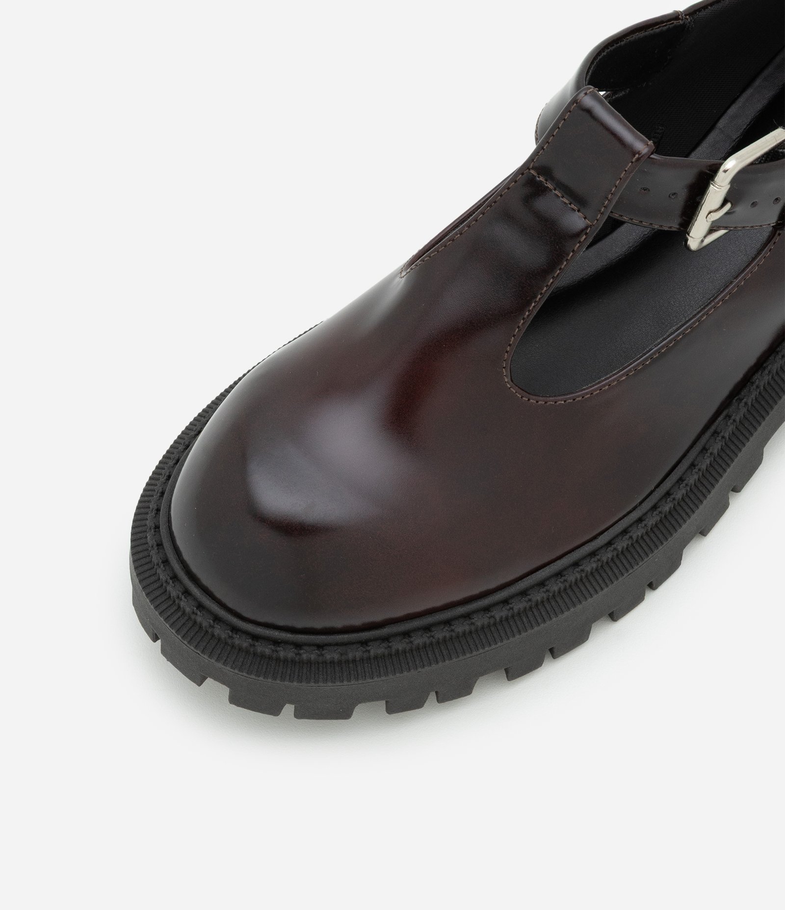 Sapato Mary Jane em Verniz com Sola Alta Vinho 4