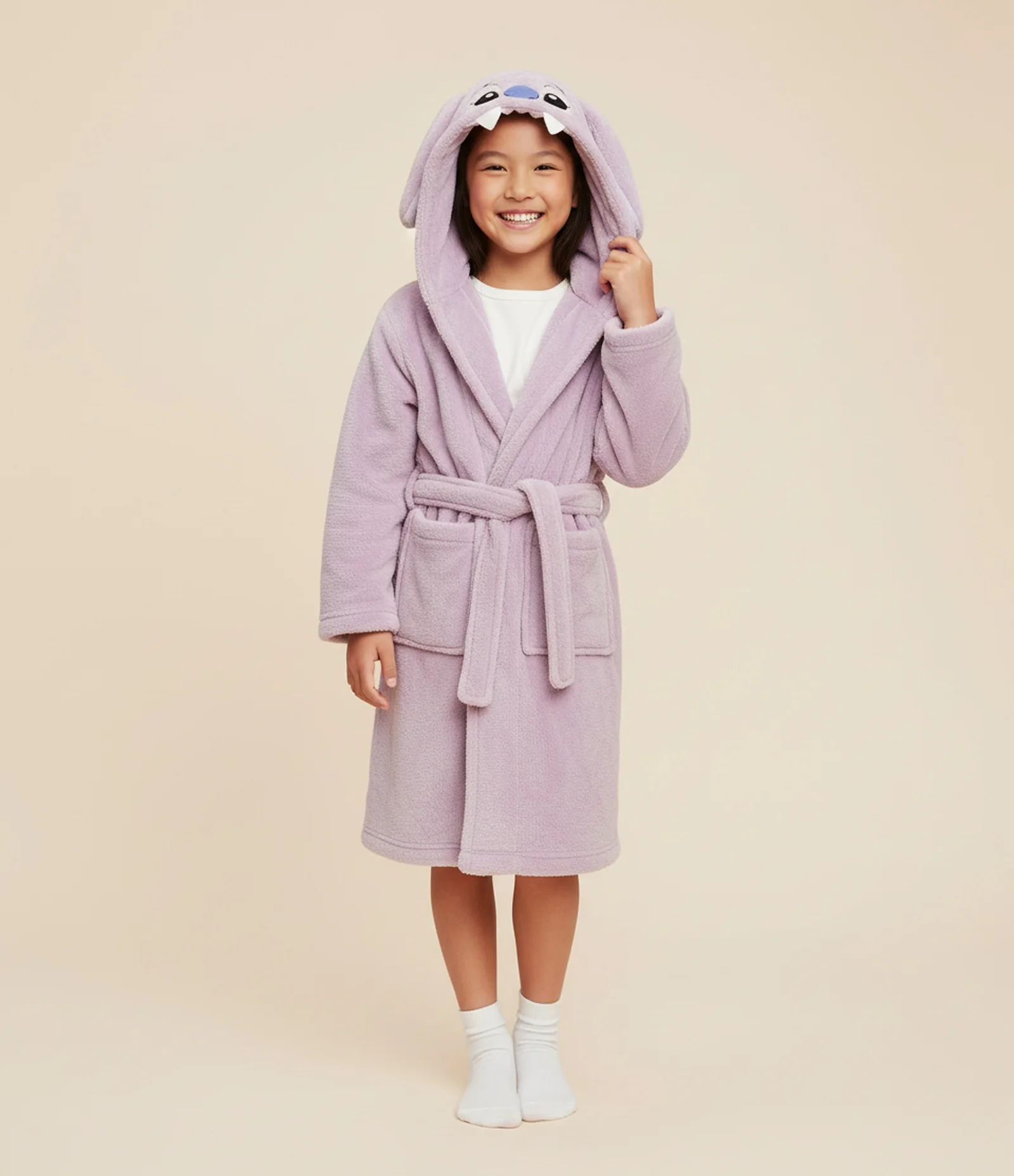 Roupão Infantil Felpudo com Capuz Personagem Angel – Tam 5 a 16 Anos Rosa 1