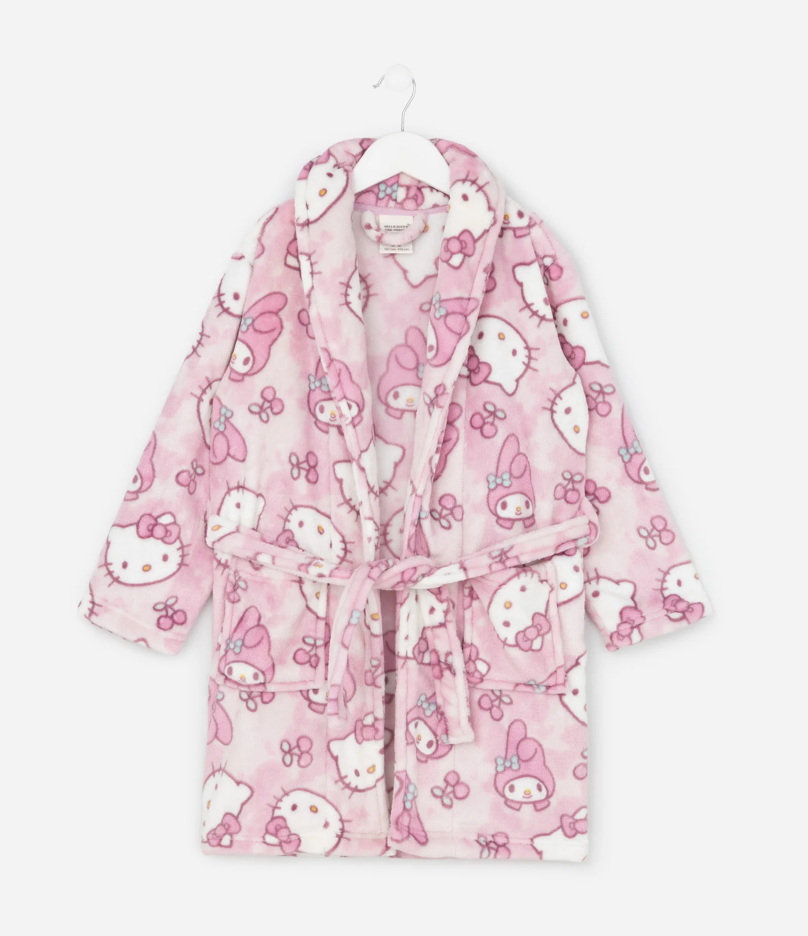 Roupão Infantil em Fleece com Estampa Hello Kitty e Cinto – Tam 5 a 16 Anos Rosa 1
