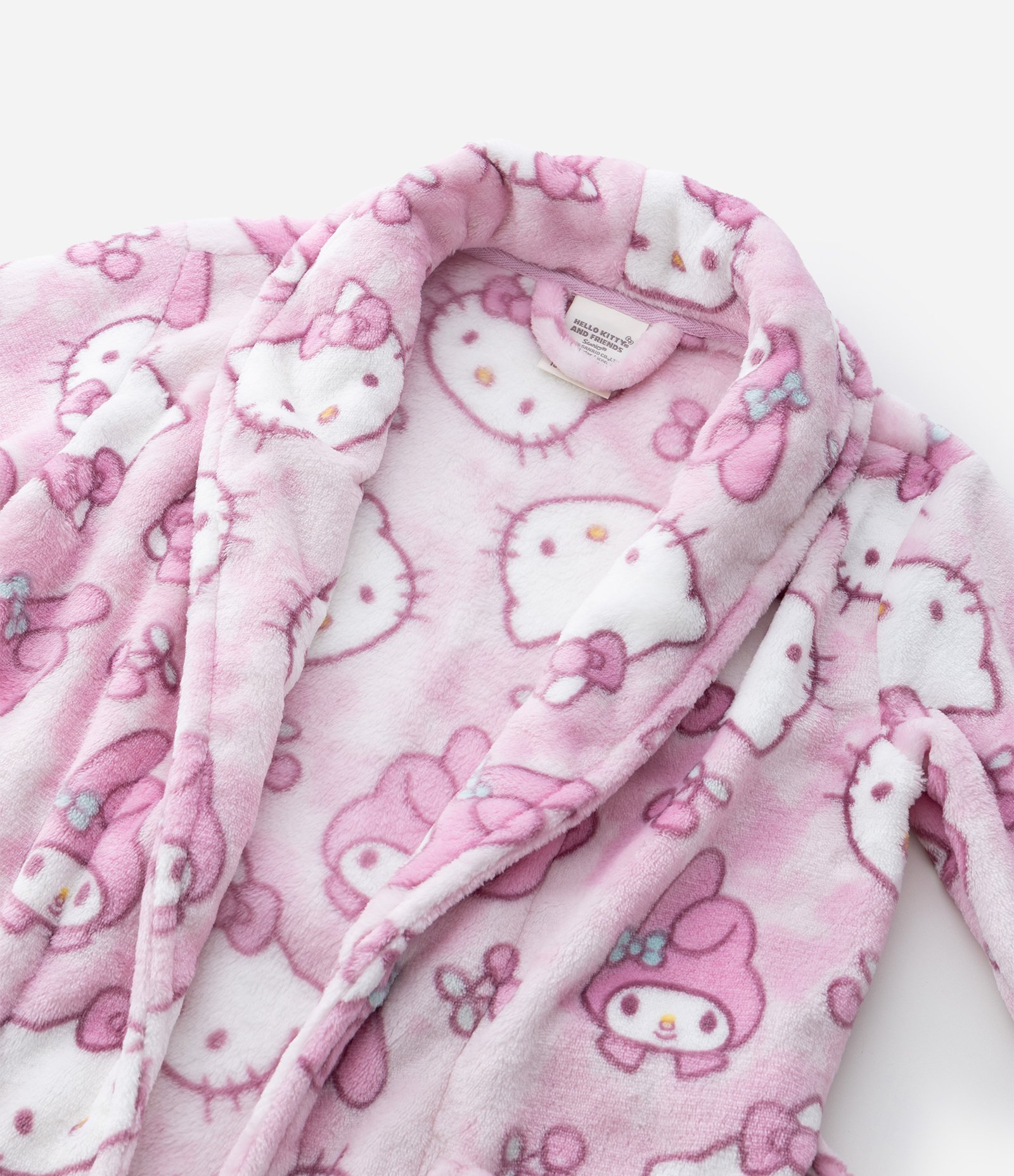 Roupão Infantil em Fleece com Estampa Hello Kitty e Cinto – Tam 5 a 16 Anos Rosa 6