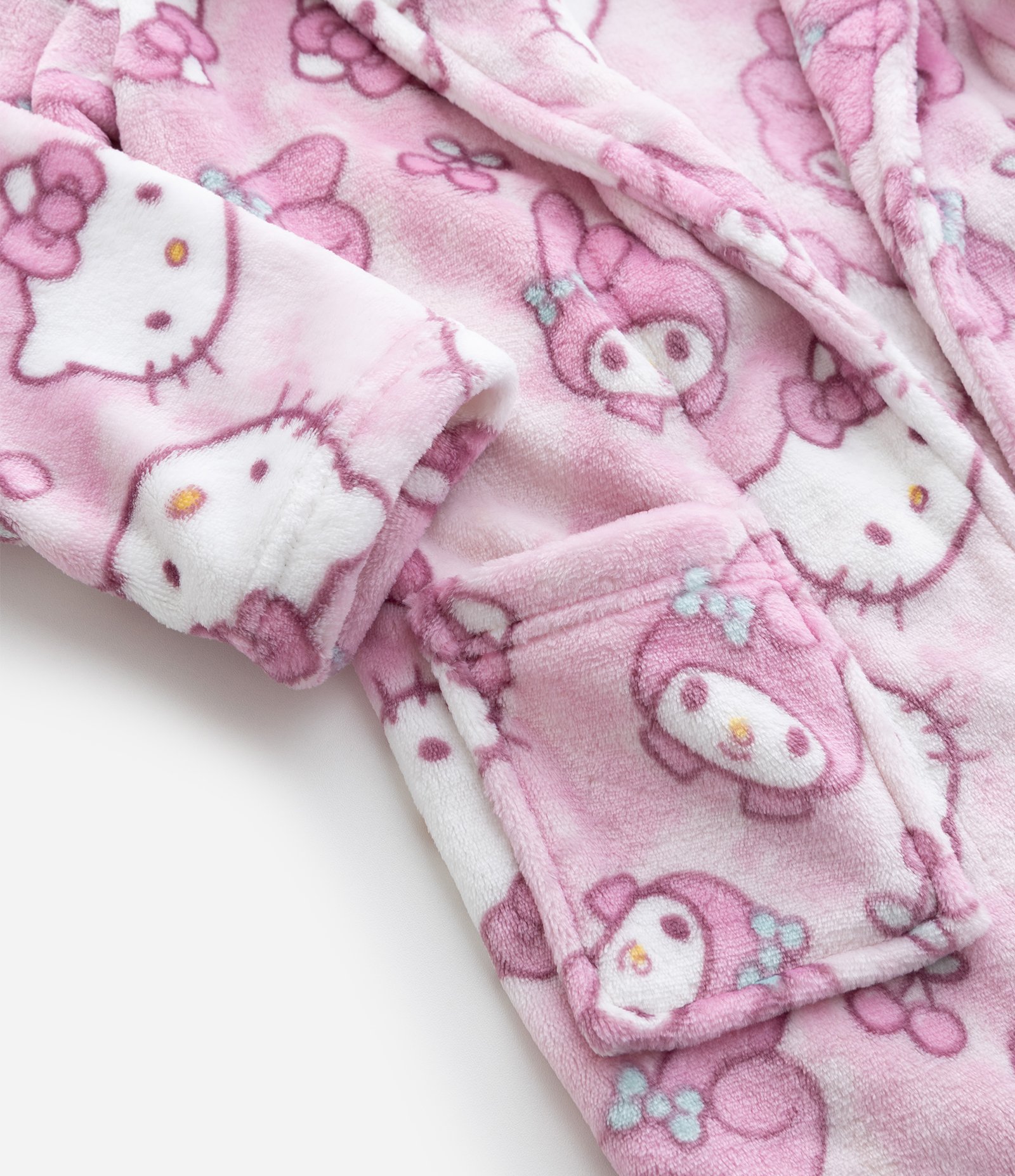 Roupão Infantil em Fleece com Estampa Hello Kitty e Cinto – Tam 5 a 16 Anos Rosa 7