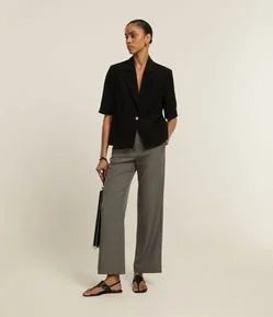 Calça Reta em Alfaiataria com Ganchinho no Cós