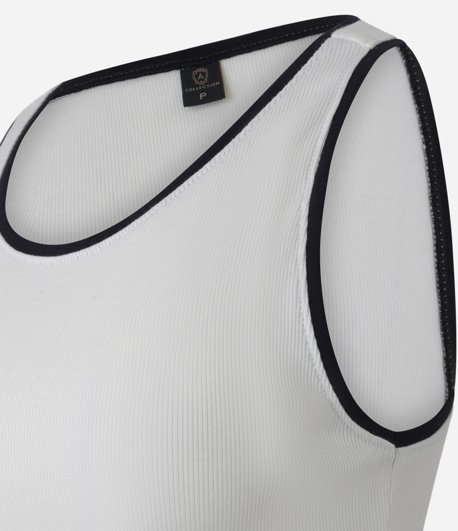 Blusa Regata em Ribana com Acabamento Contrastante Branco 7