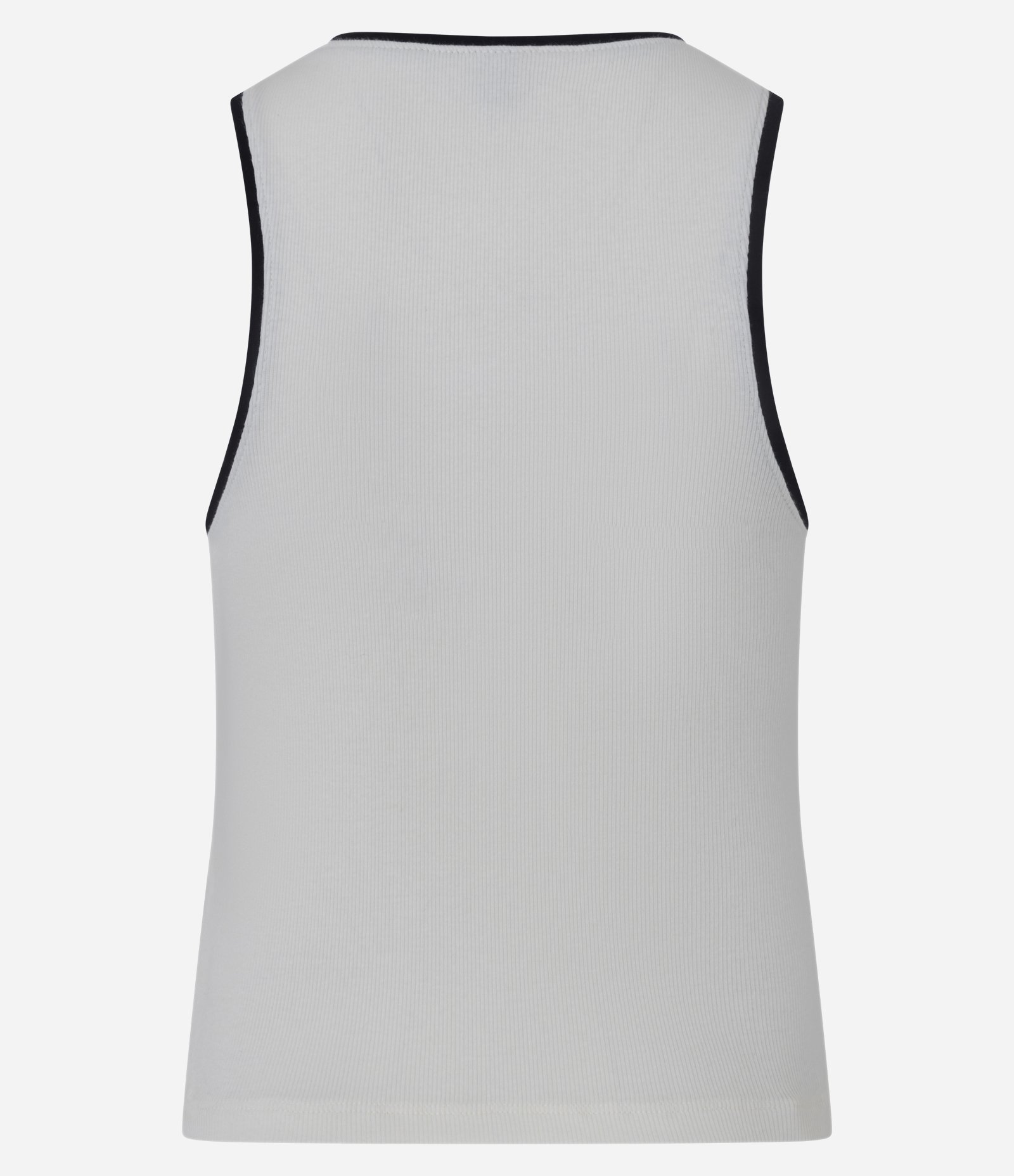 Blusa Regata em Ribana com Acabamento Contrastante Branco 8