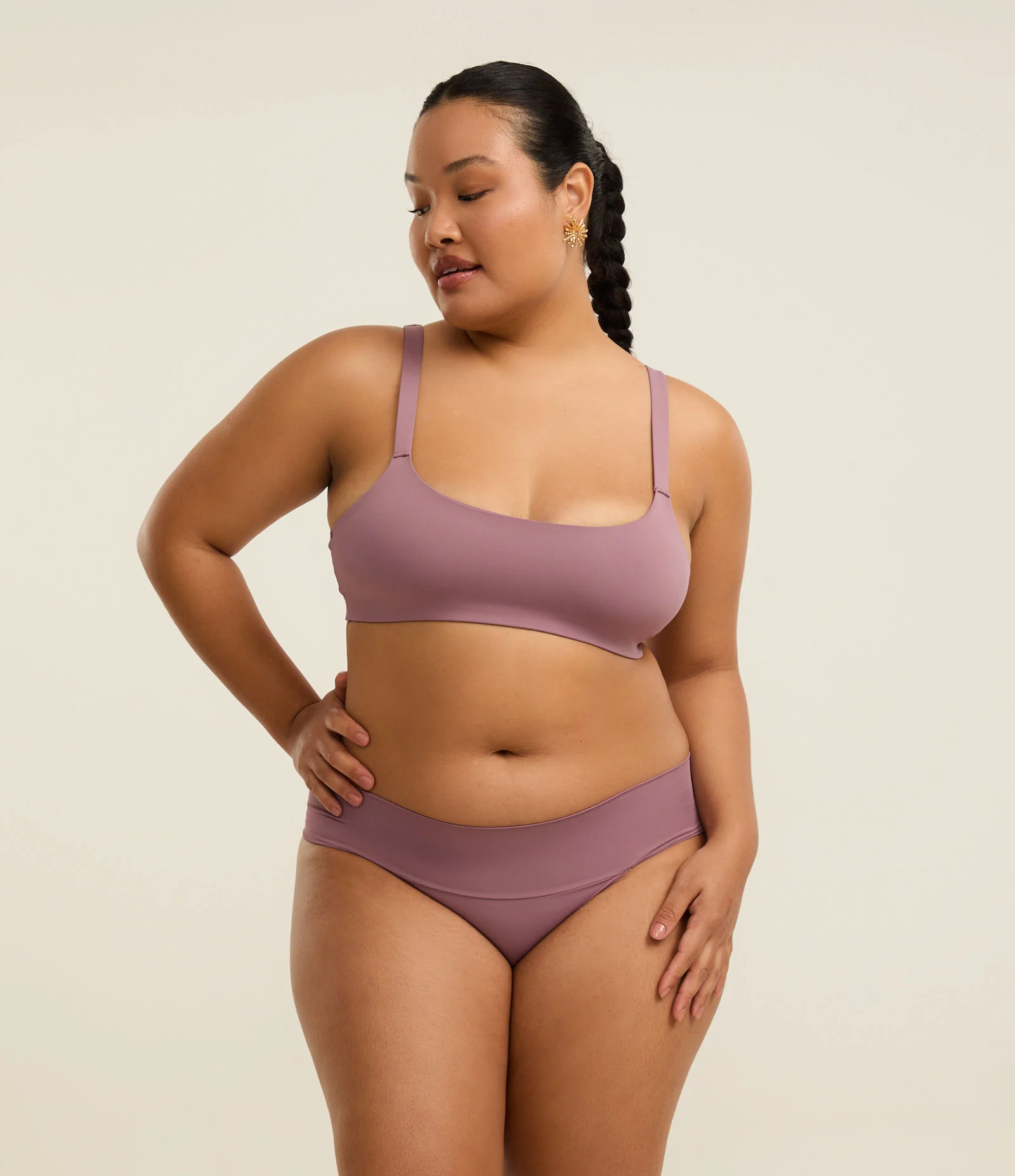Calcinha em Microfibra com Cós Pala Duplo Curve & Plus Size Lilás 1