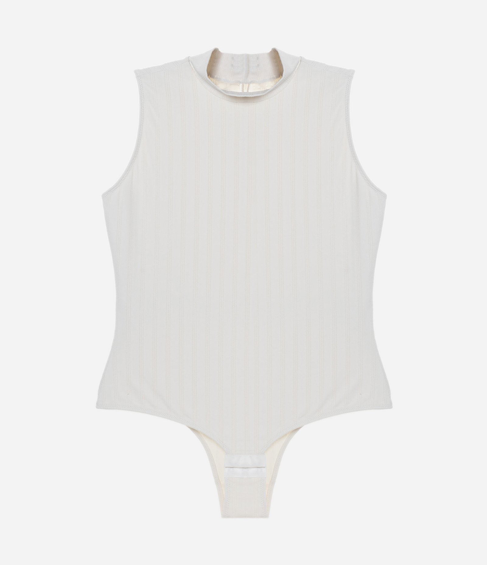 Body sem Bojo em Microfibra Texturizada com Golinha Alta Curve e Plus Size Branco 5