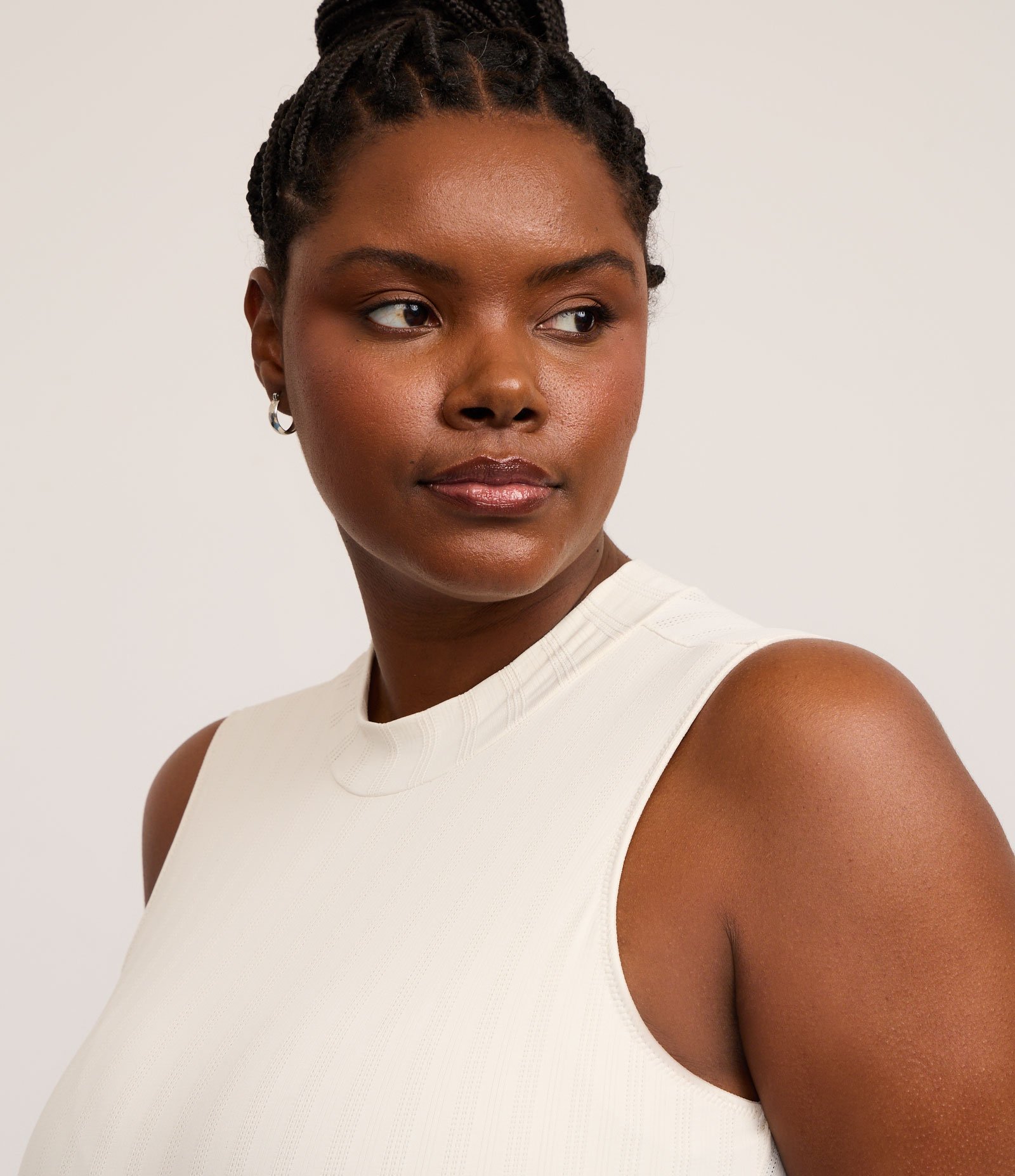 Body sem Bojo em Microfibra Texturizada com Golinha Alta Curve e Plus Size Branco 3