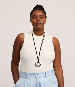 Body sem Bojo em Microfibra Texturizada com Golinha Alta Curve e Plus Size