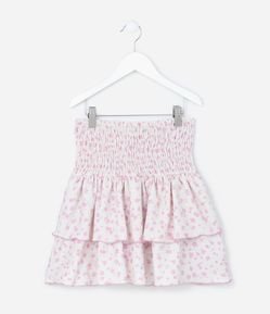 Saia Infantil com Babadinhos e Estampa Floral - Tam 5 a 14 Anos