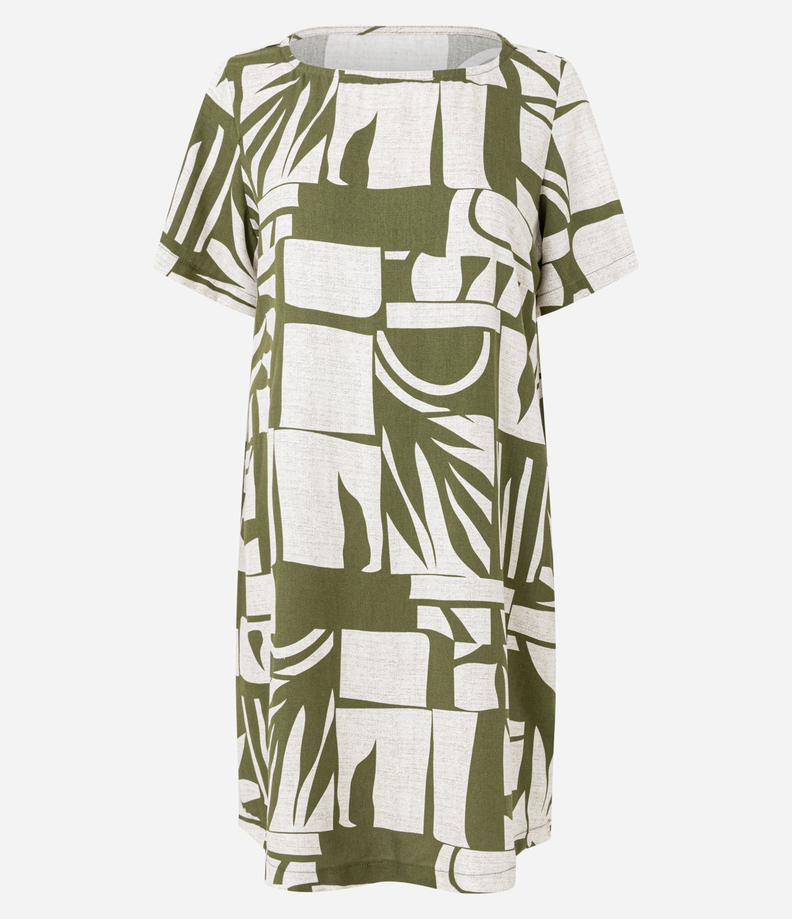 Vestido T-Shirt em Viscose com Estampa de Folhagens Verde 5