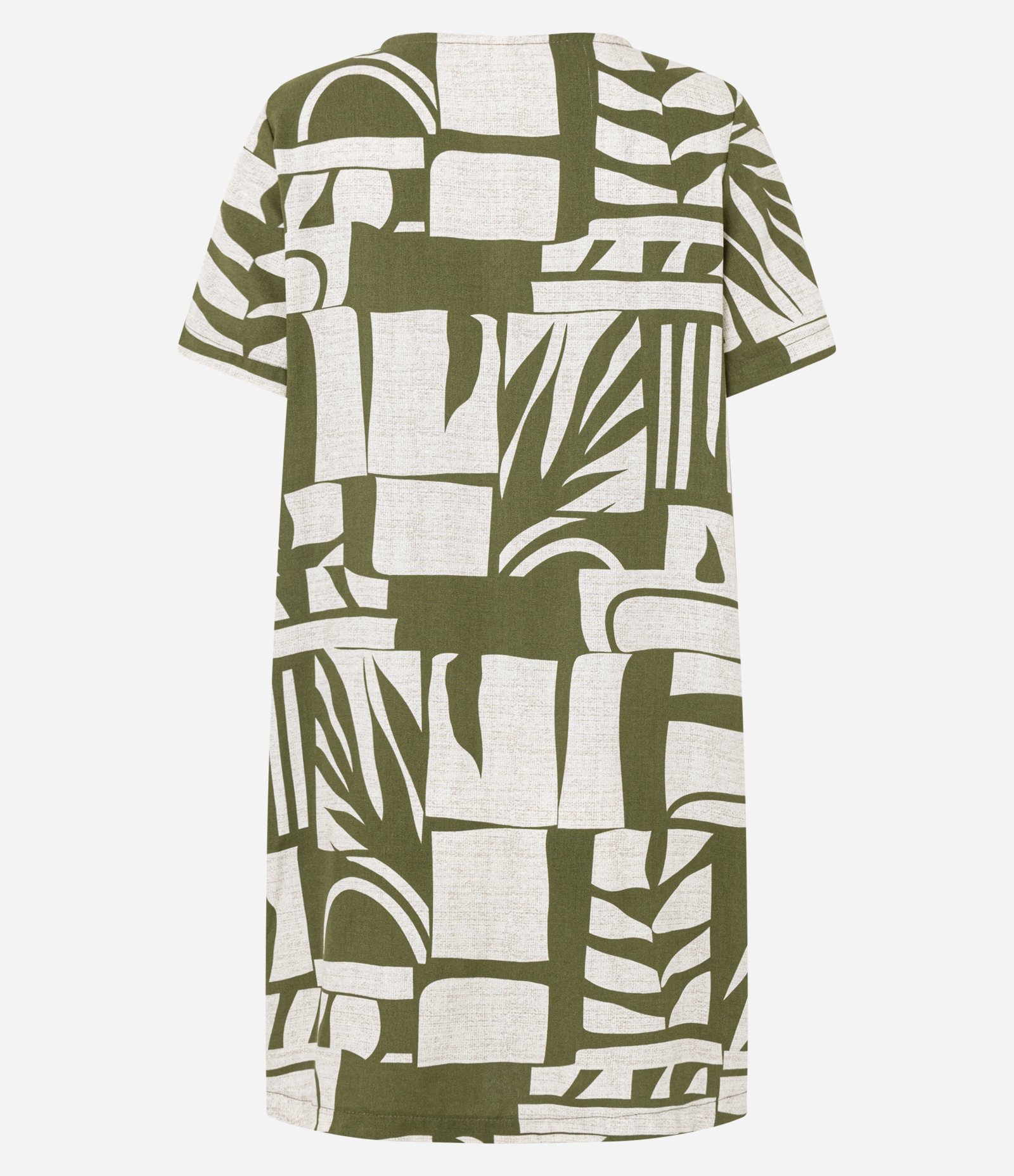 Vestido T-Shirt em Viscose com Estampa de Folhagens Verde 6
