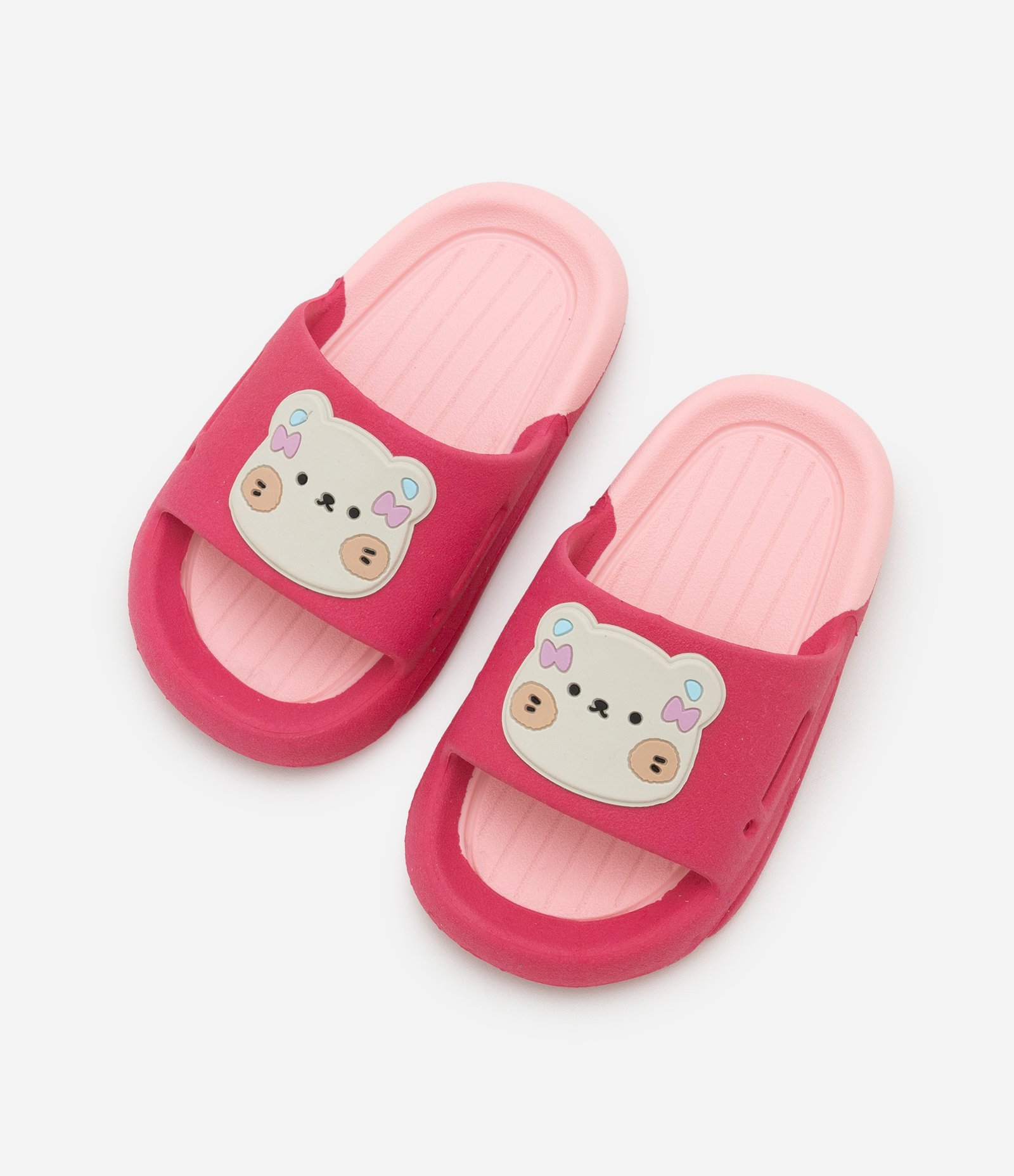 Chinelo Slide Infantil com Patch Ursinho - Tam 24 ao 31 Rosa 3
