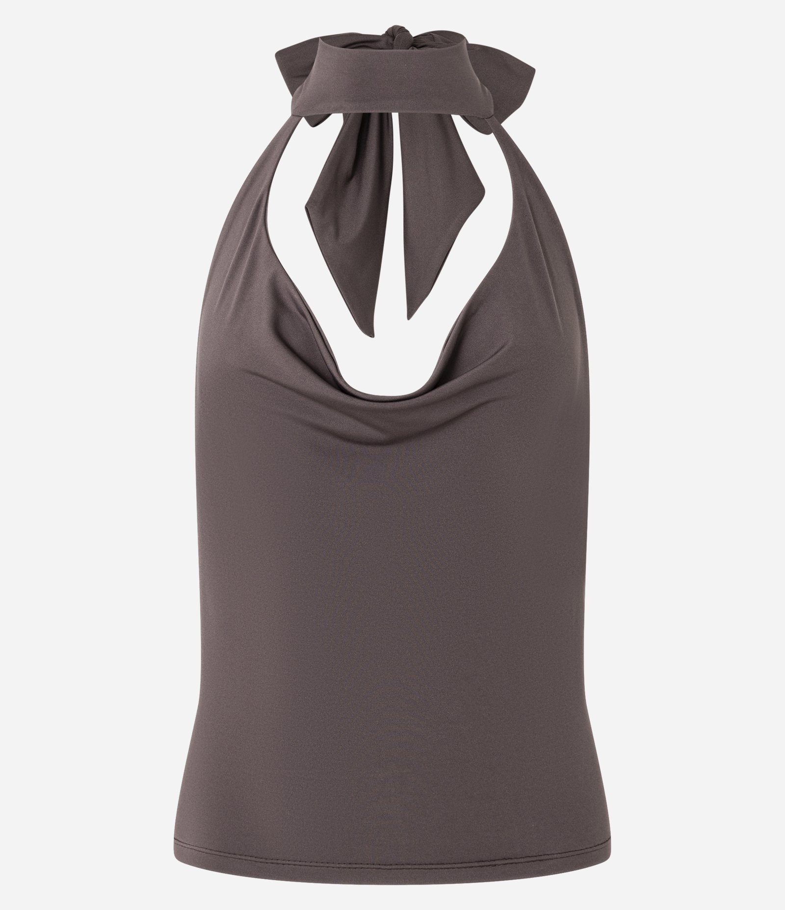 Blusa Frente Única em Jersey com Decote Degagê Marrom 5