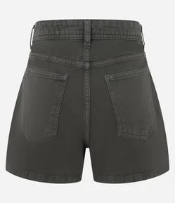Short Saia Curto em Sarja com Passantes e Bolsos