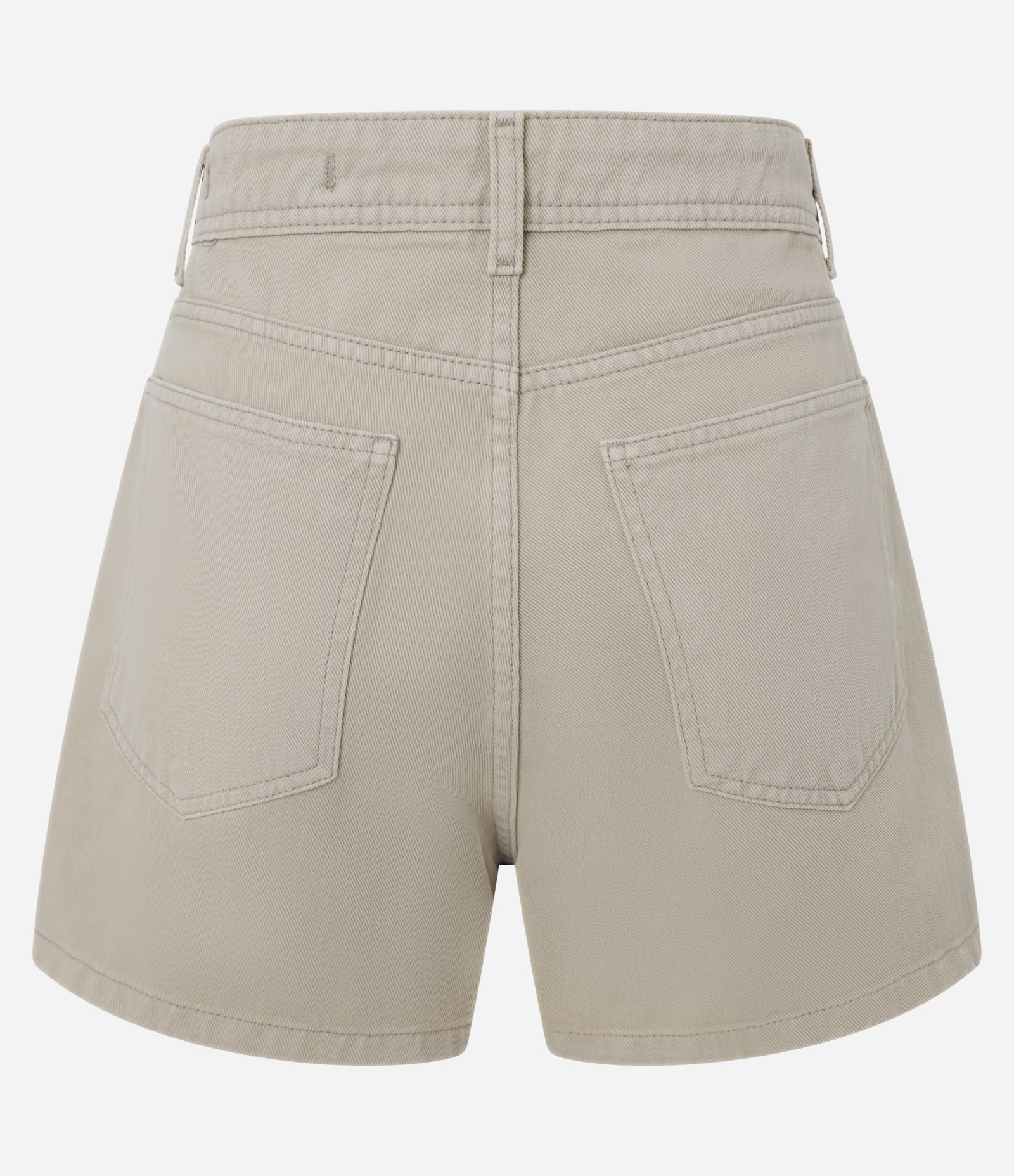 Short Saia Curto em Sarja com Passantes e Bolsos Bege 8
