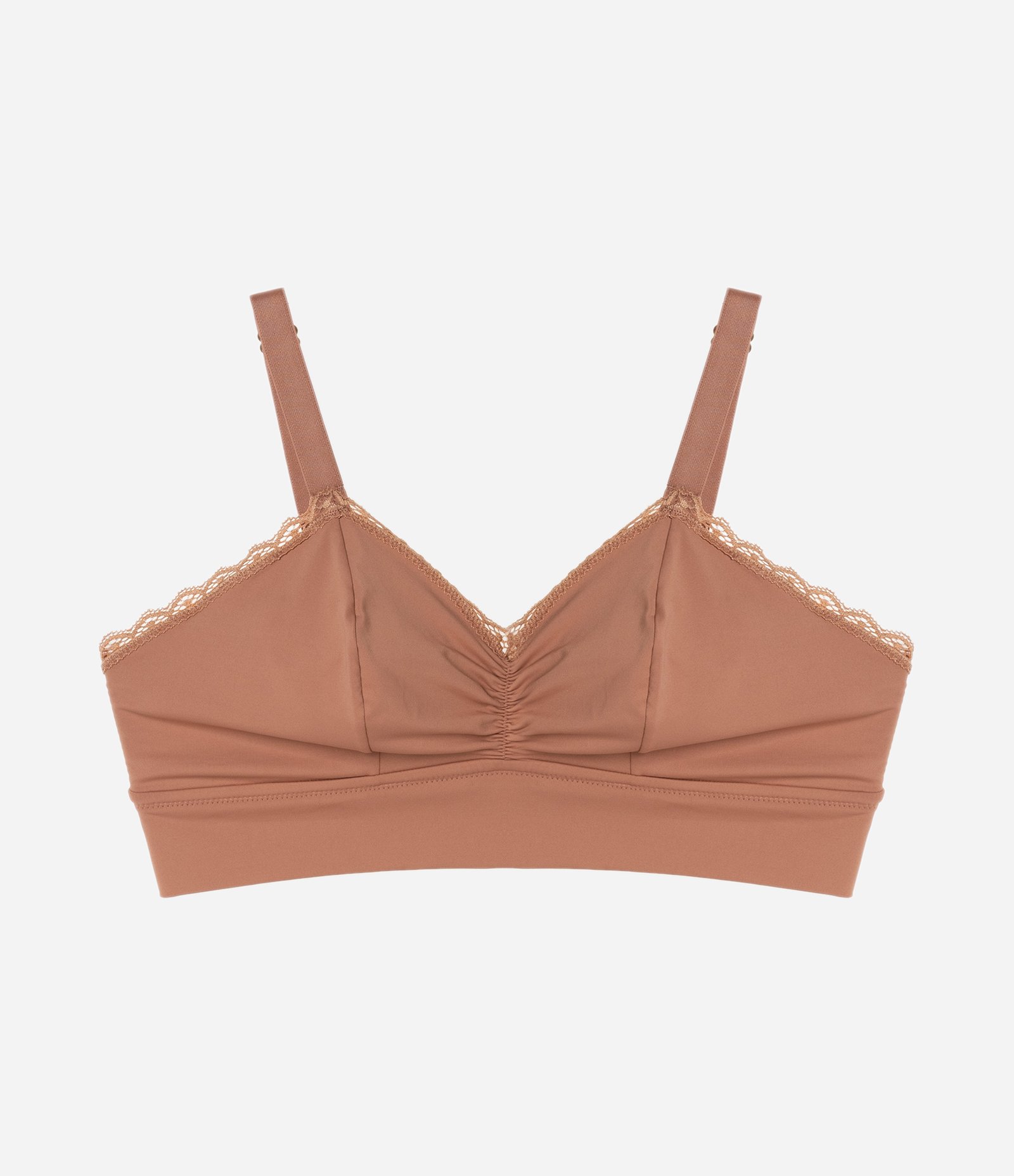 Sutiã Top Alongado em Microfibra com Franzido no Busto Curve & Plus Size Marrom 5