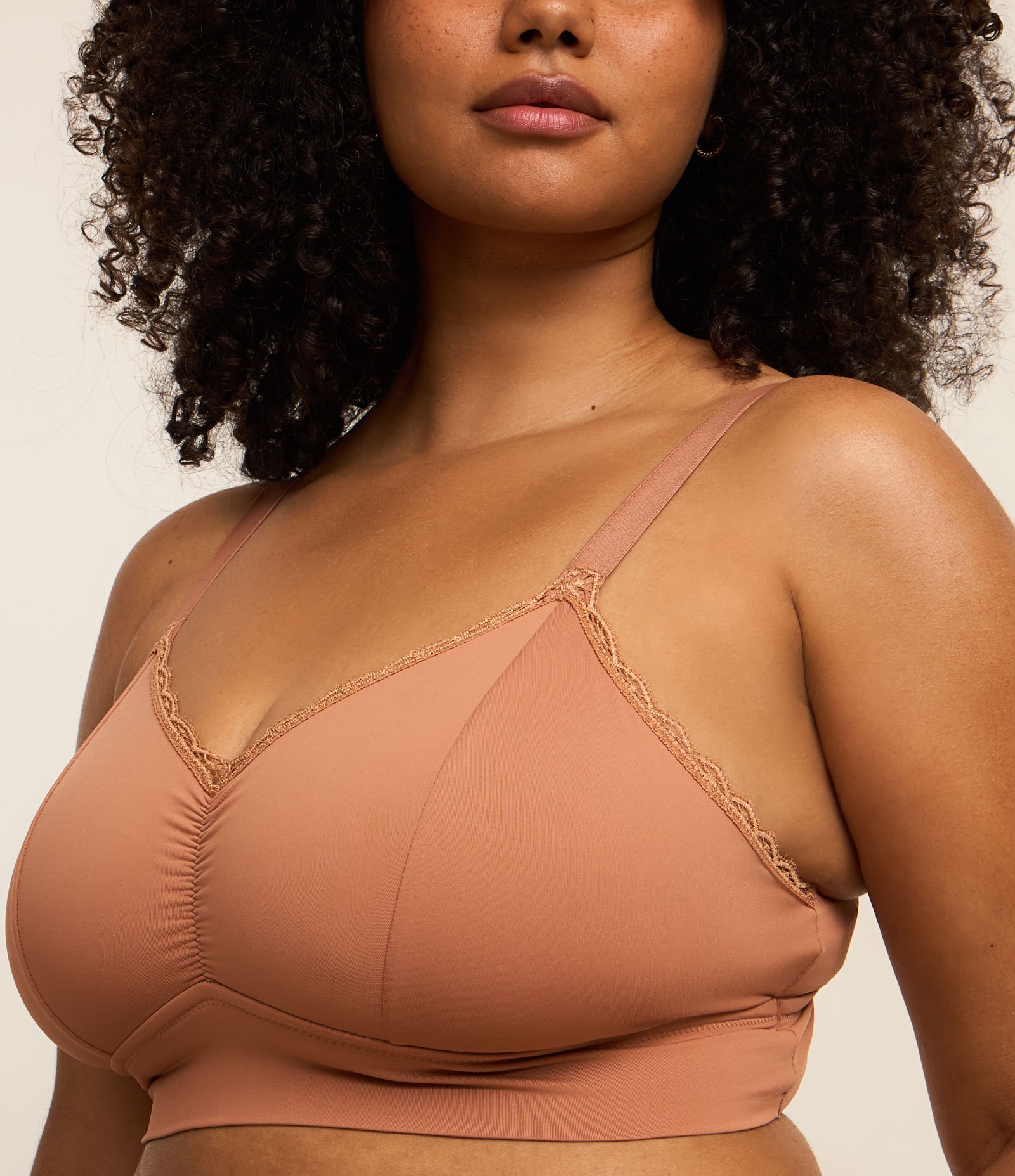 Sutiã Top Alongado em Microfibra com Franzido no Busto Curve & Plus Size Marrom 3
