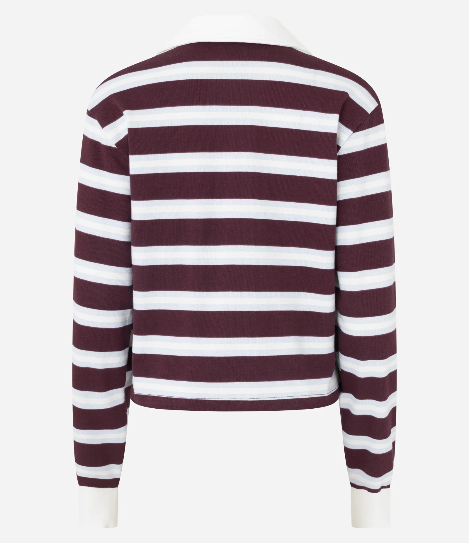Blusa Polo em Algodão com Estampa Listrada Vinho/Branco 7