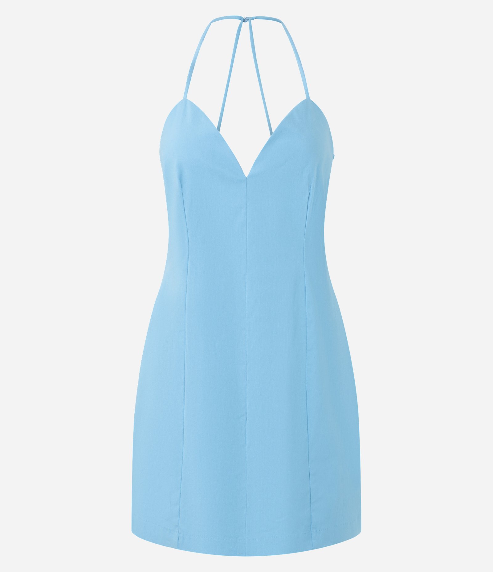 Vestido Curto em Bengaline com Decote Coração Azul 1