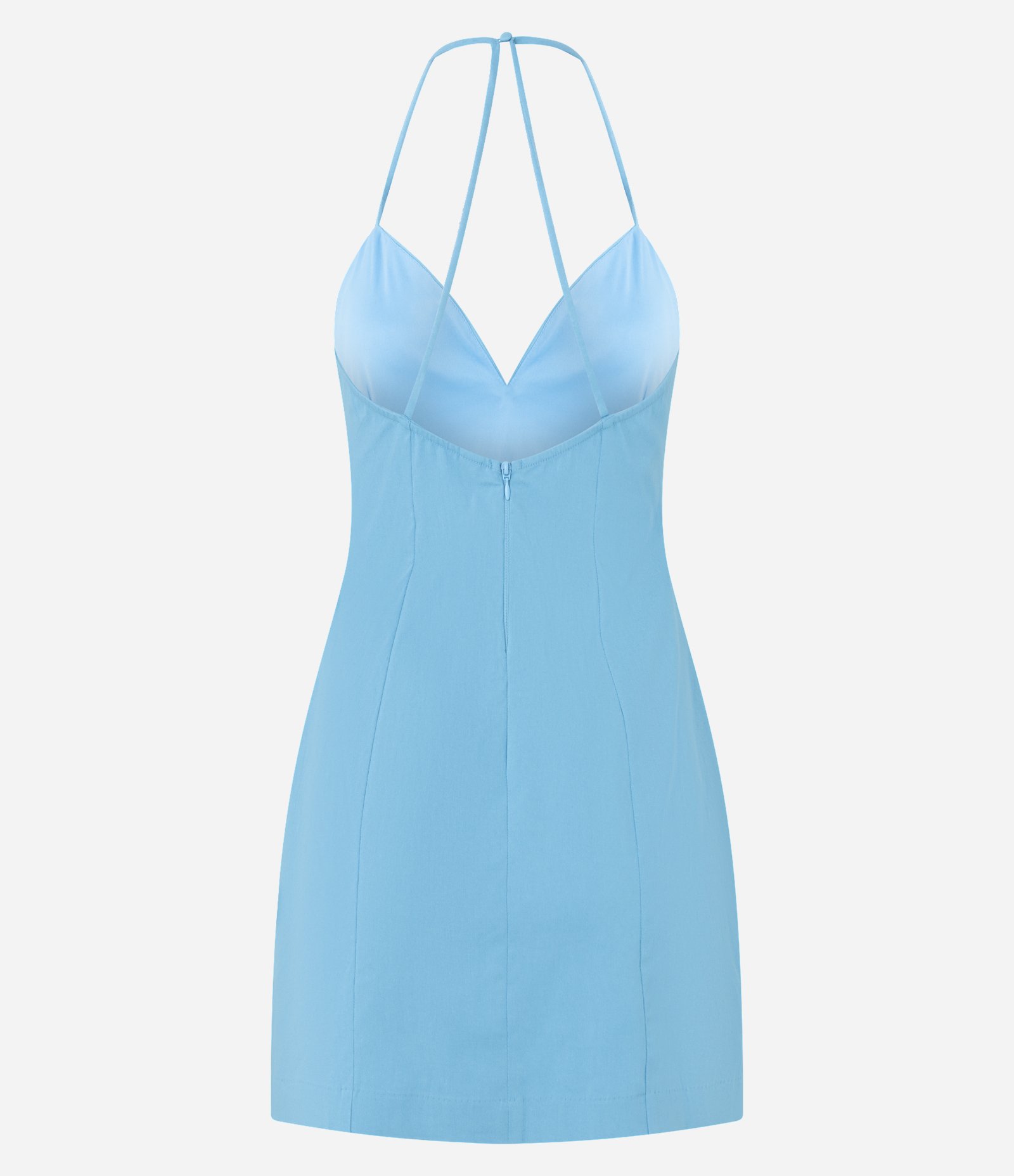 Vestido Curto em Bengaline com Decote Coração Azul 2