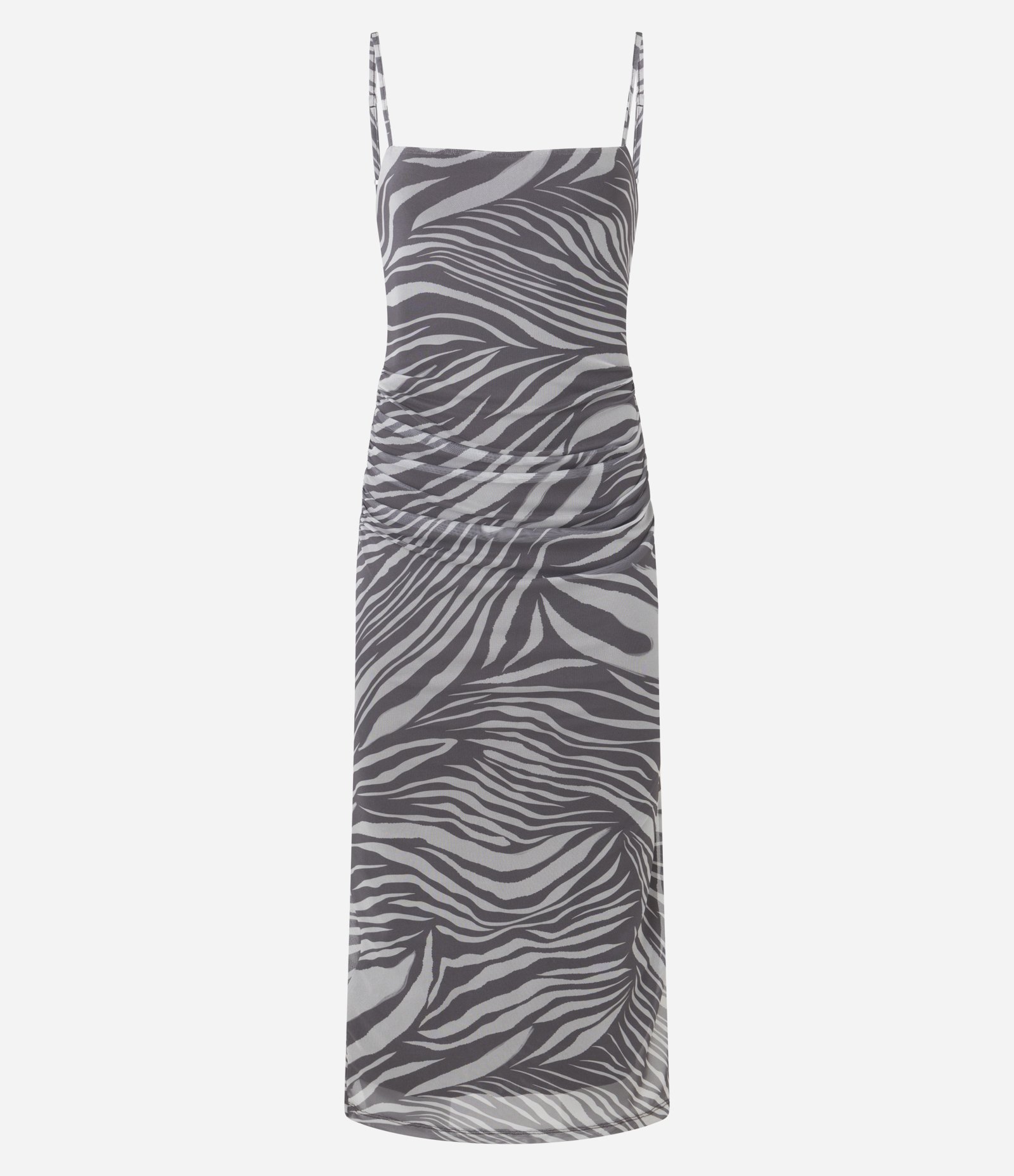 Vestido New Midi em Tule Animal Print Zebra Marrom 6