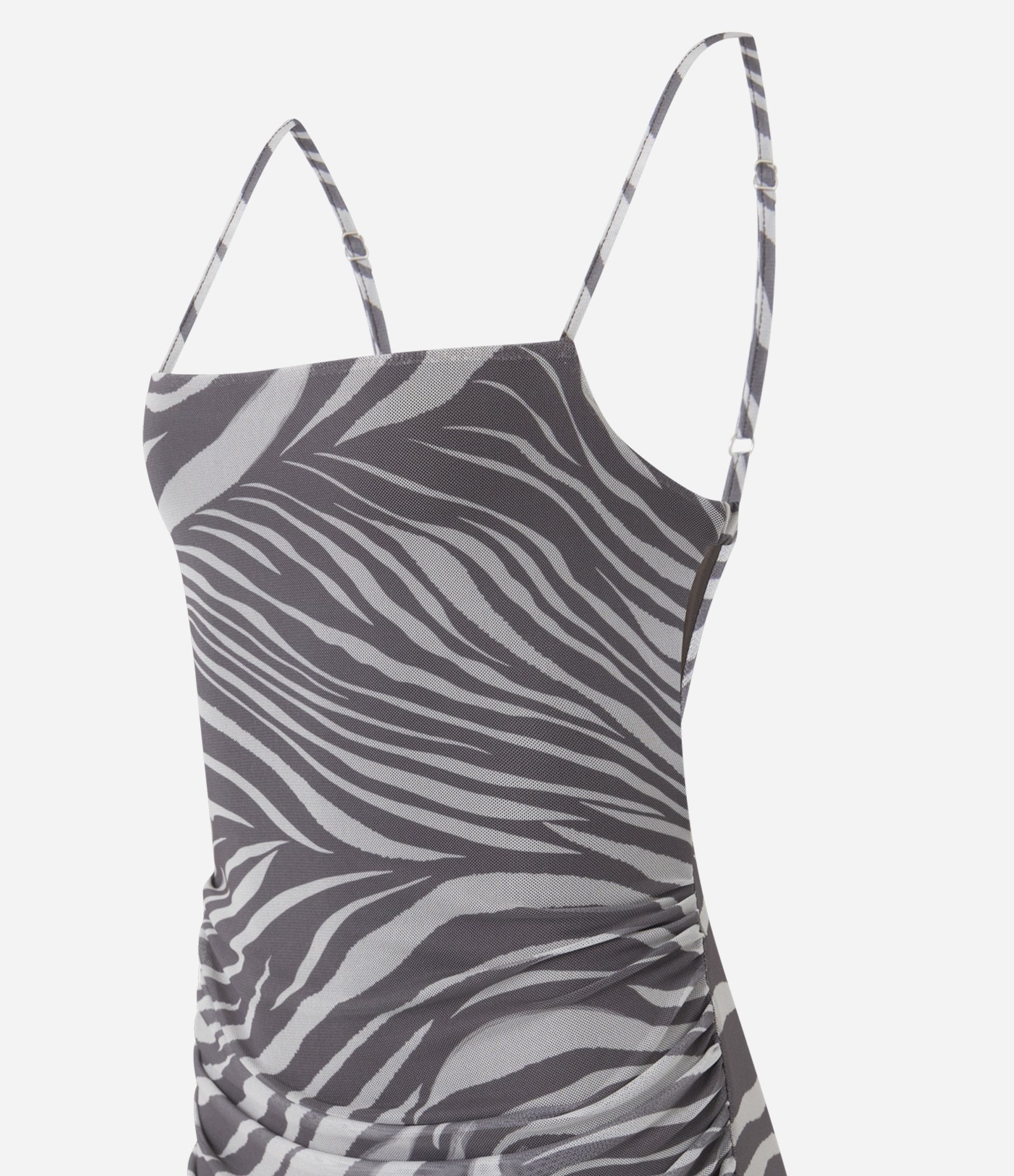 Vestido New Midi em Tule Animal Print Zebra Marrom 7