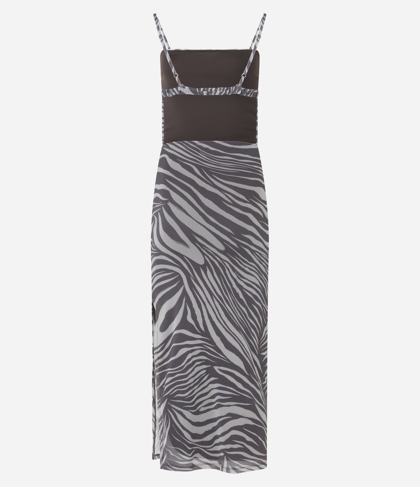 Vestido New Midi em Tule Animal Print Zebra Marrom 9