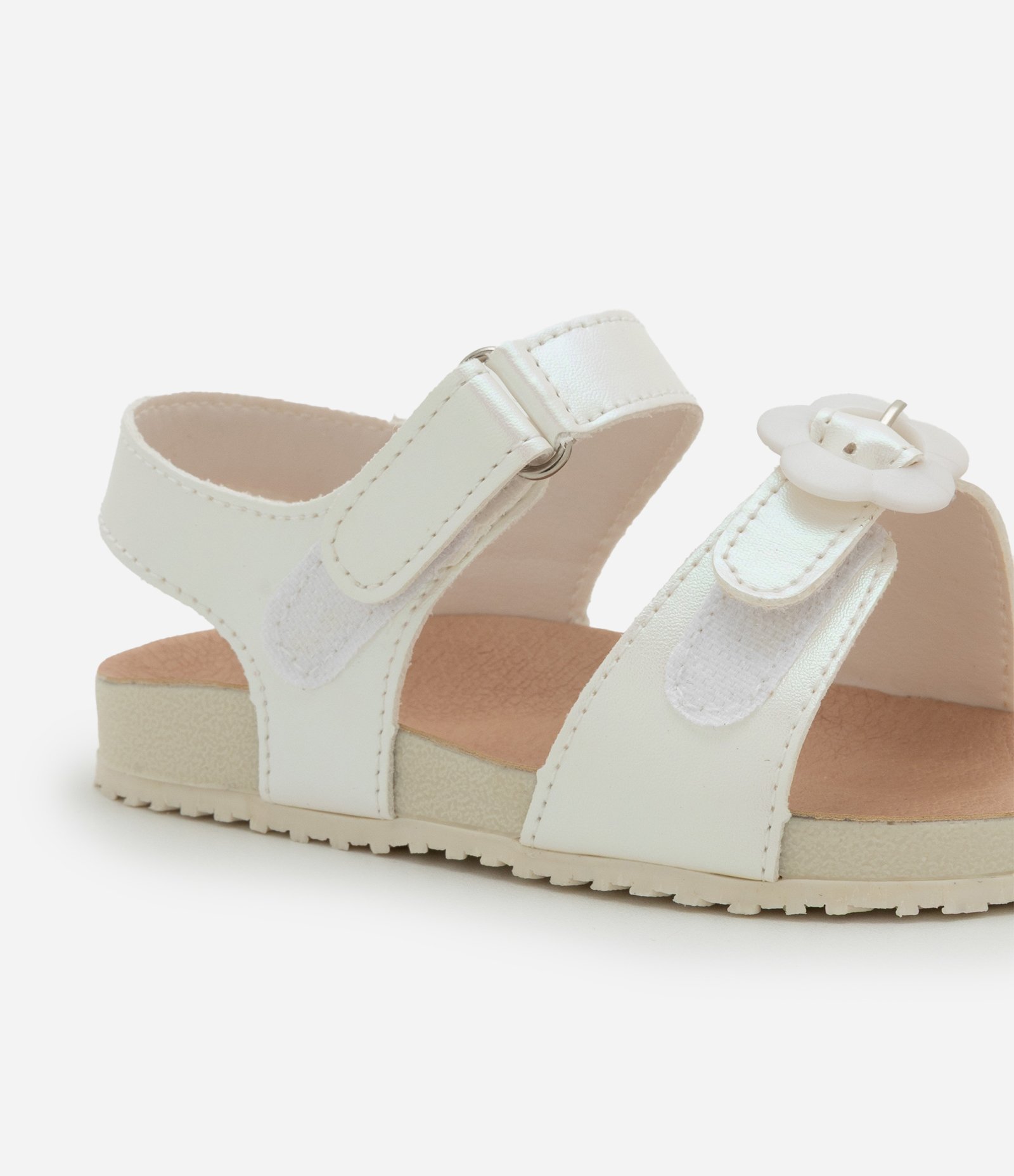 Sandália Infantil com Fivela de Florzinhas - Tam 20 ao 27 Bege 4