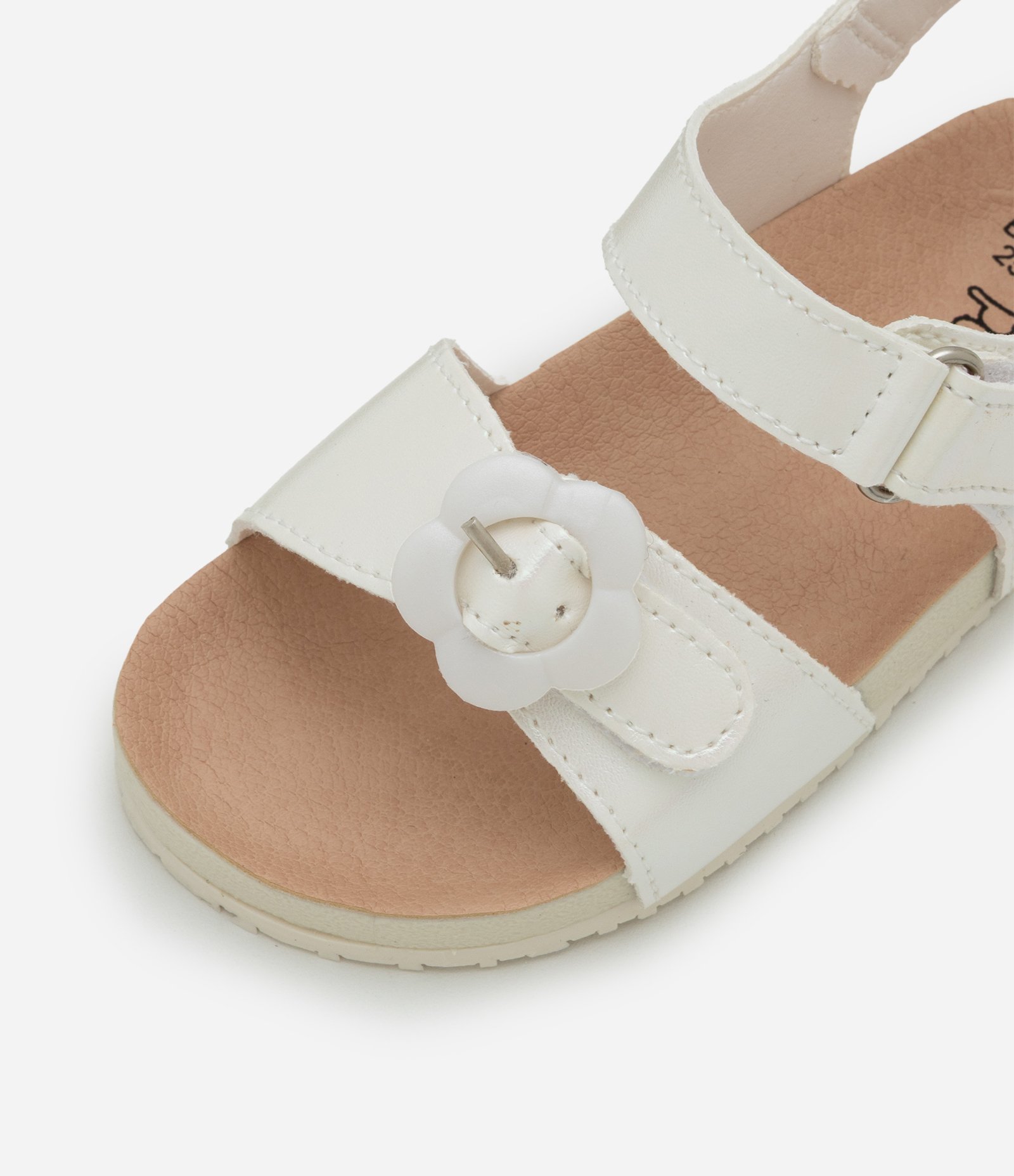 Sandália Infantil com Fivela de Florzinhas - Tam 20 ao 27 Bege 5