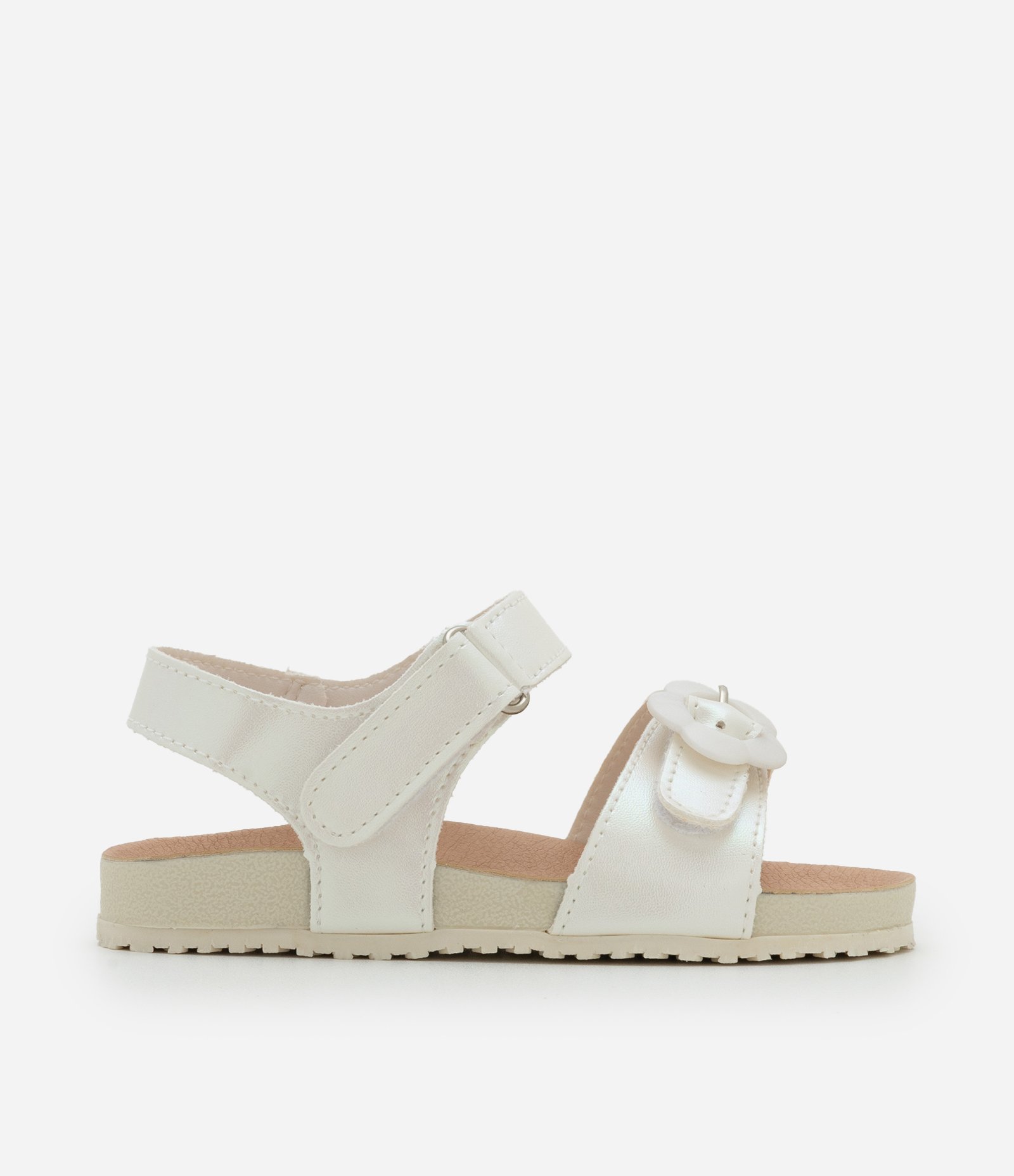 Sandália Infantil com Fivela de Florzinhas - Tam 20 ao 27 Bege 6