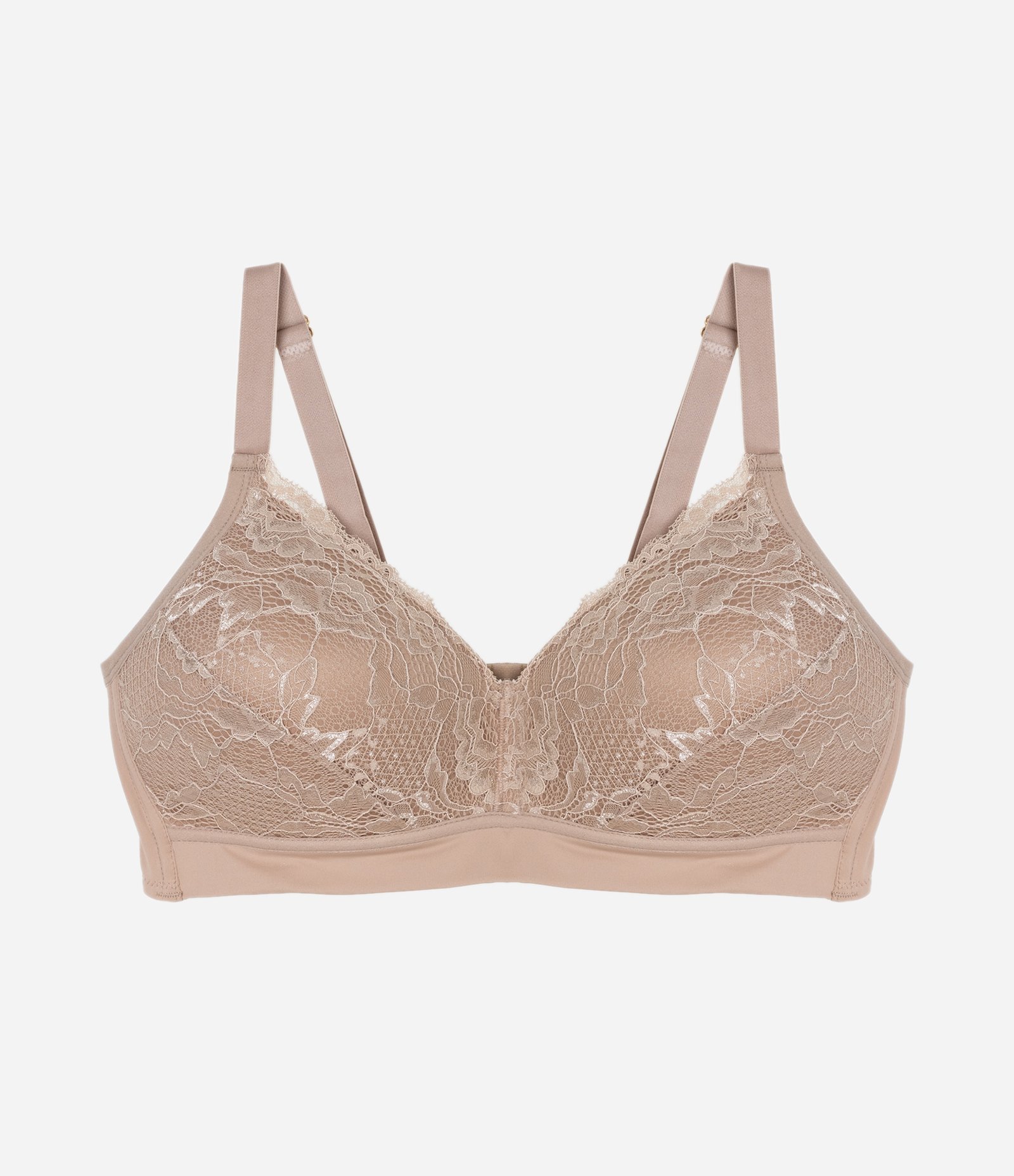 Sutiã Triângulo Alta Sustentação em Renda Floral  com Bojo sem Aro Curve & Plus Size Bege 6