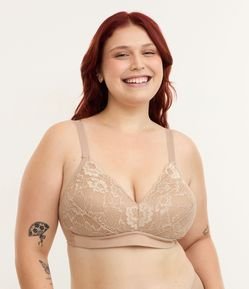 Sutiã Triângulo Alta Sustentação em Renda Floral  com Bojo sem Aro Curve & Plus Size