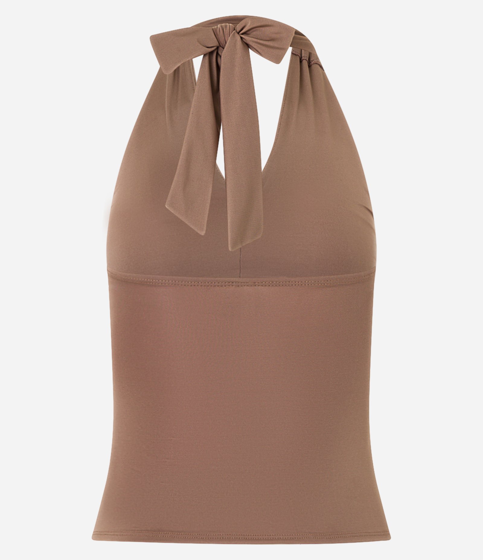 Blusa Frente Única com Franzido e Amarração Marrom 6