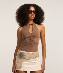 Blusa Frente Única com Franzido e Amarração