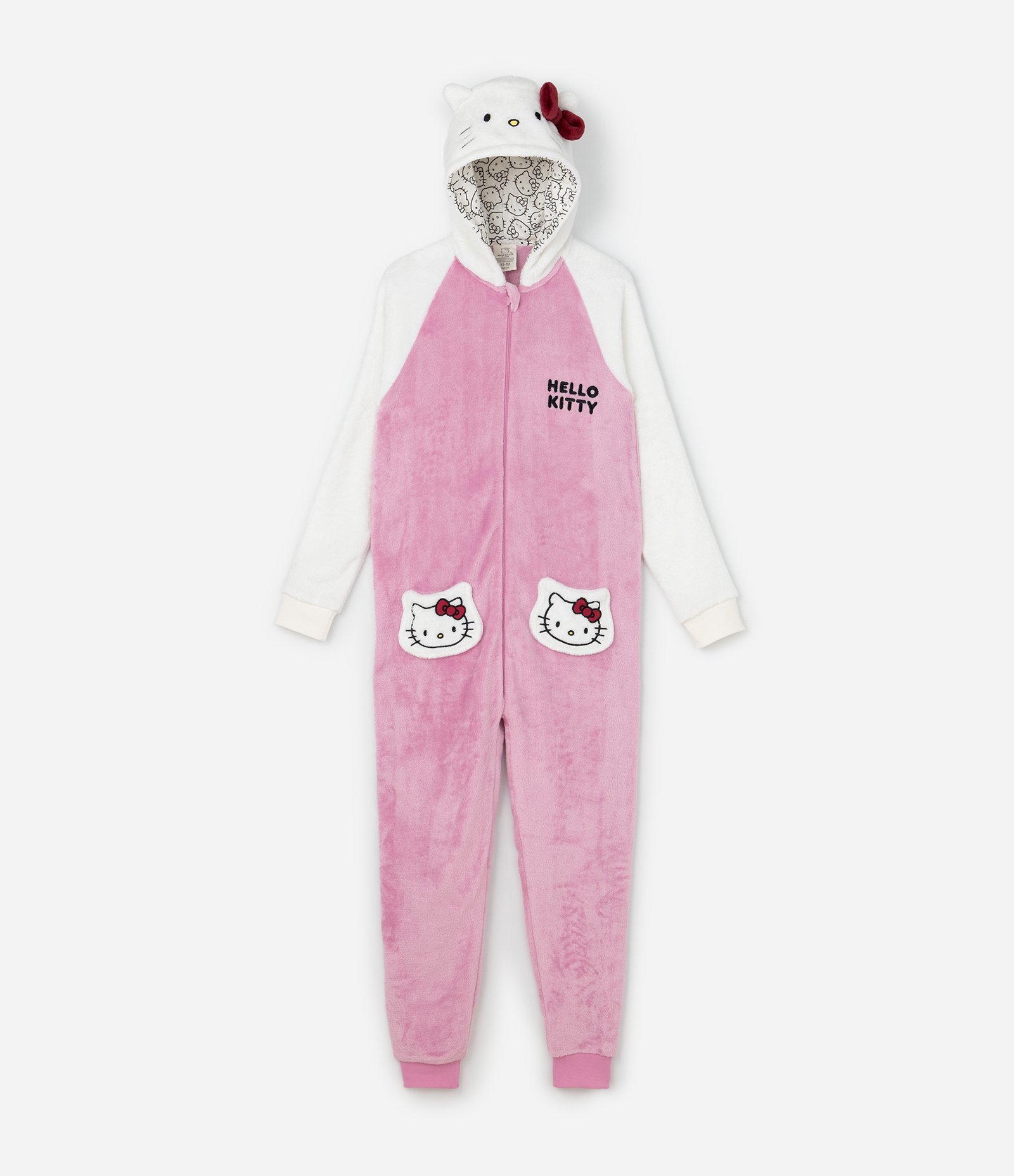 Pijama Jumper Infantil em Fleece com Bordado Hello Kitty - Tam 5 a 16 Anos Rosa 1