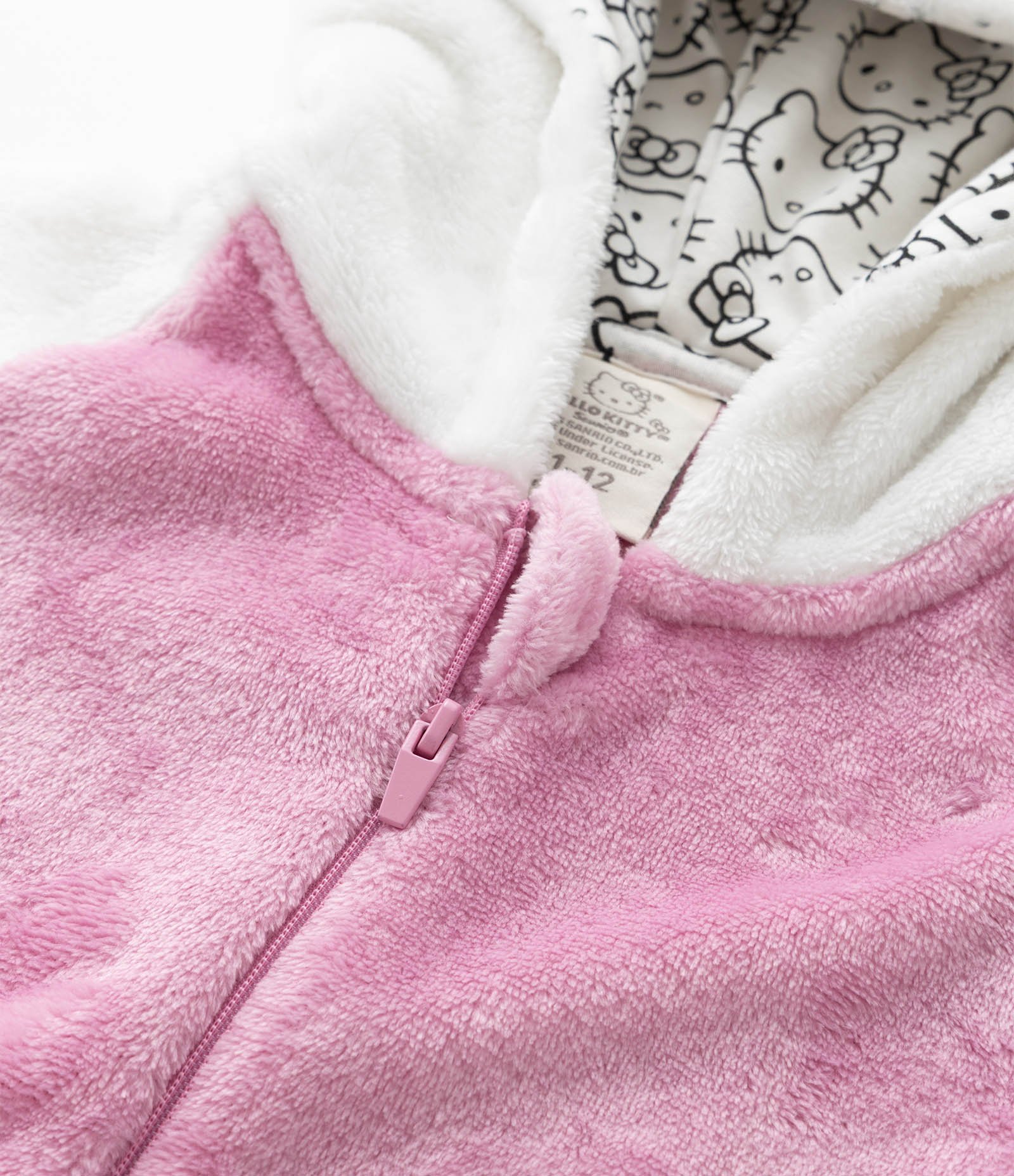 Pijama Jumper Infantil em Fleece com Bordado Hello Kitty - Tam 5 a 16 Anos Rosa 5