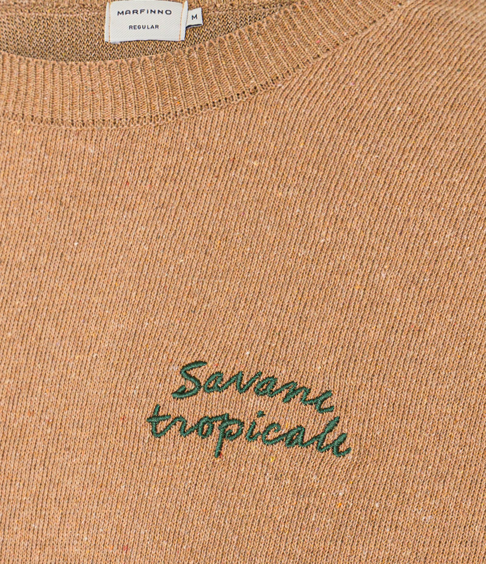 Camiseta Regular em Algodão com Estampa de Coqueiro e Lettering Savane Tropicale Marrom 7