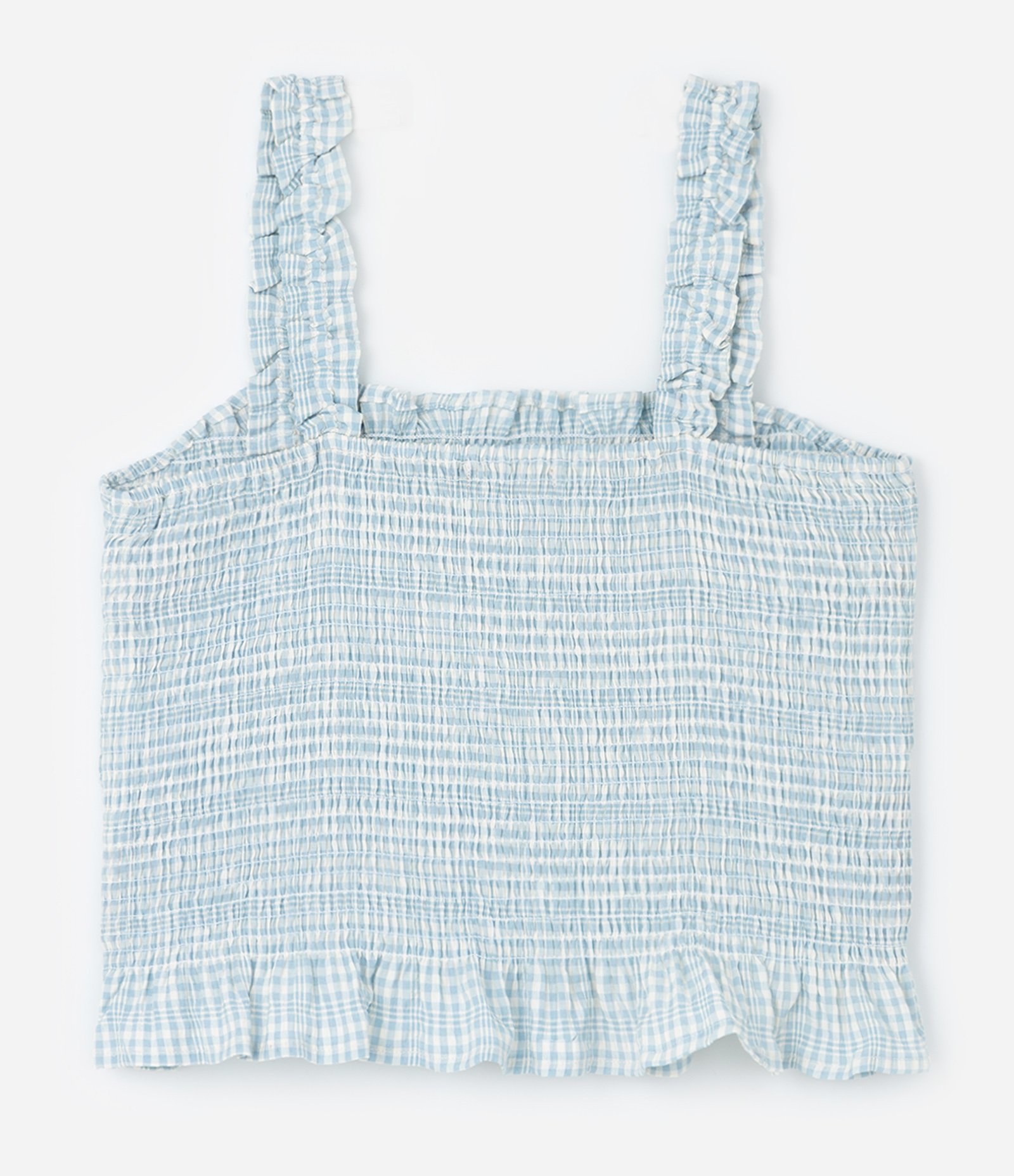 Blusa de Lastex com Estampa Xadrez Vichy Curve & Plus Size Azul 2