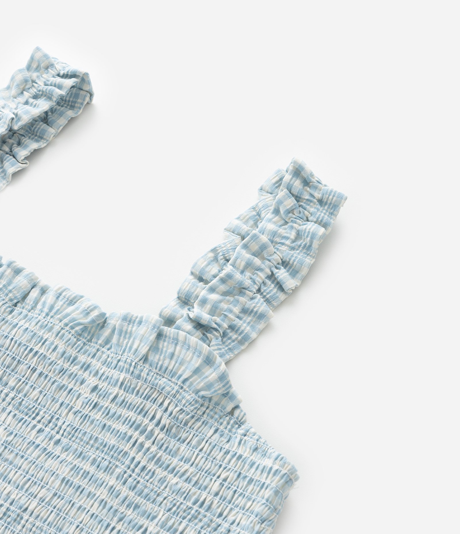 Blusa de Lastex com Estampa Xadrez Vichy Curve & Plus Size Azul 4