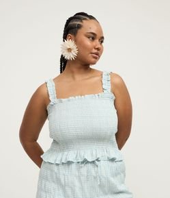 Blusa de Lastex com Estampa Xadrez Vichy Curve & Plus Size