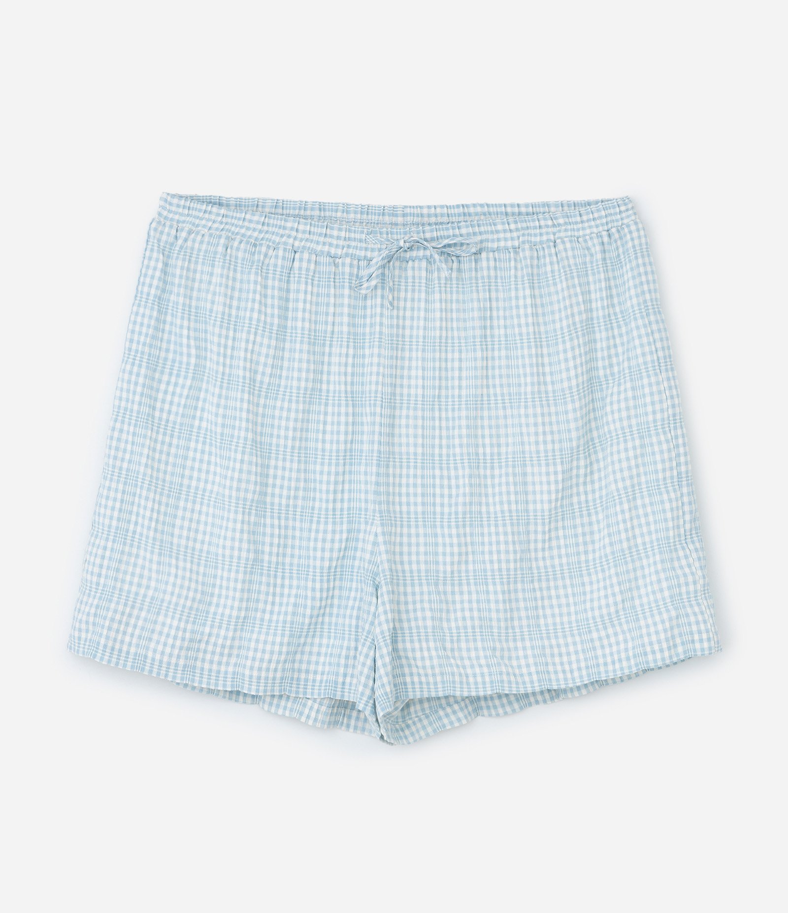 Short em Chalis com Estampa Xadrez Vichy Curve & Plus Size Azul 1