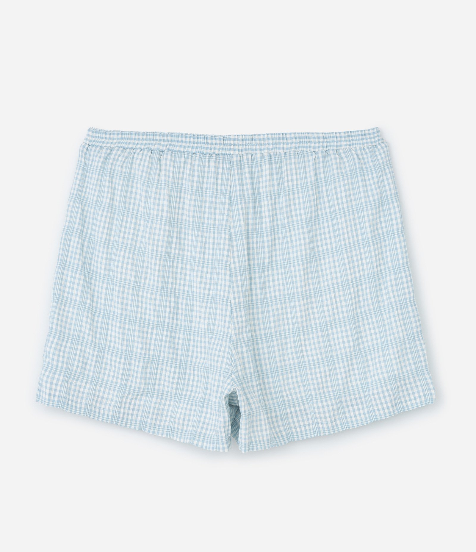 Short em Chalis com Estampa Xadrez Vichy Curve & Plus Size Azul 2