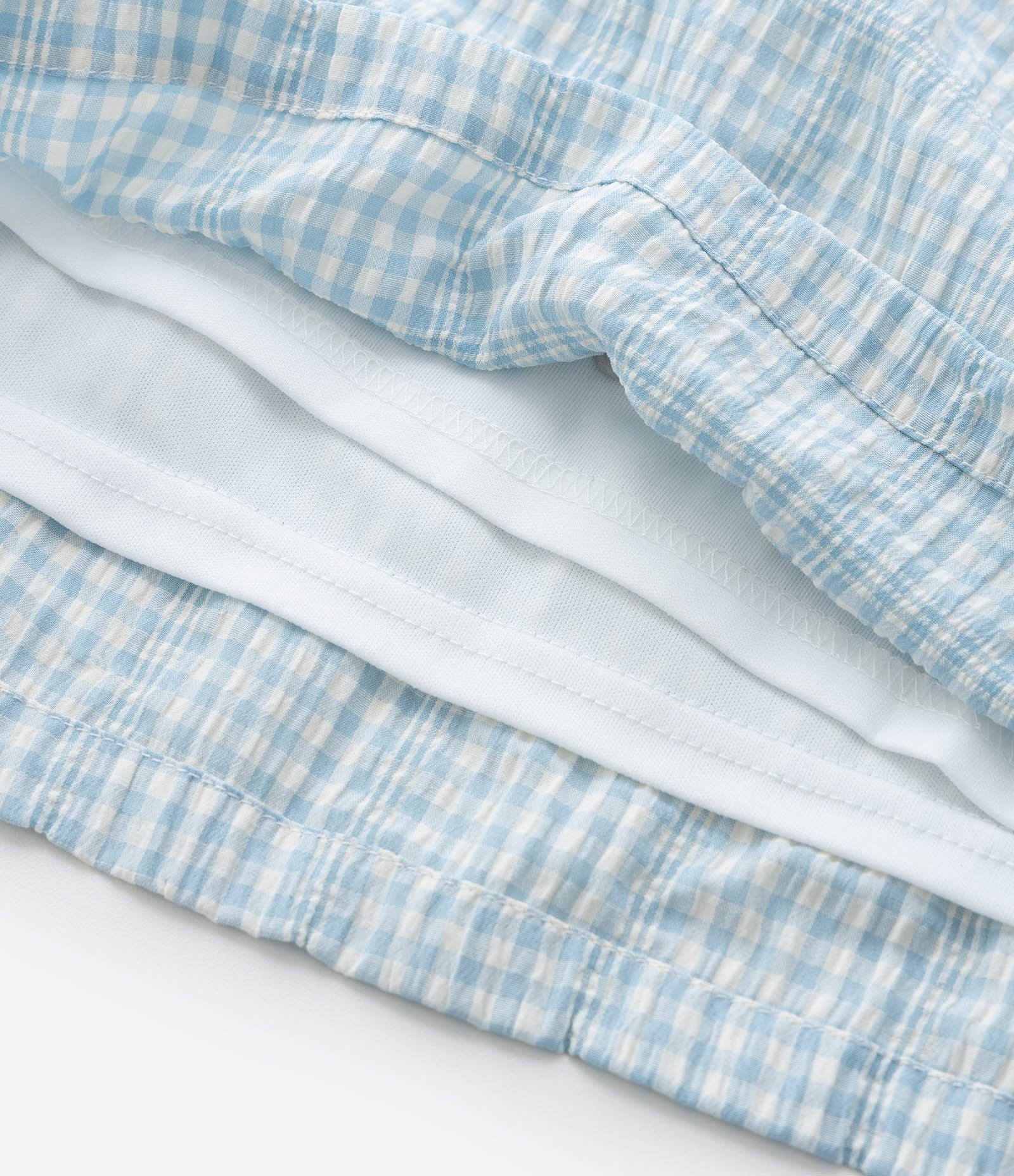 Short em Chalis com Estampa Xadrez Vichy Curve & Plus Size Azul 4