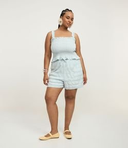 Short em Chalis com Estampa Xadrez Vichy Curve & Plus Size